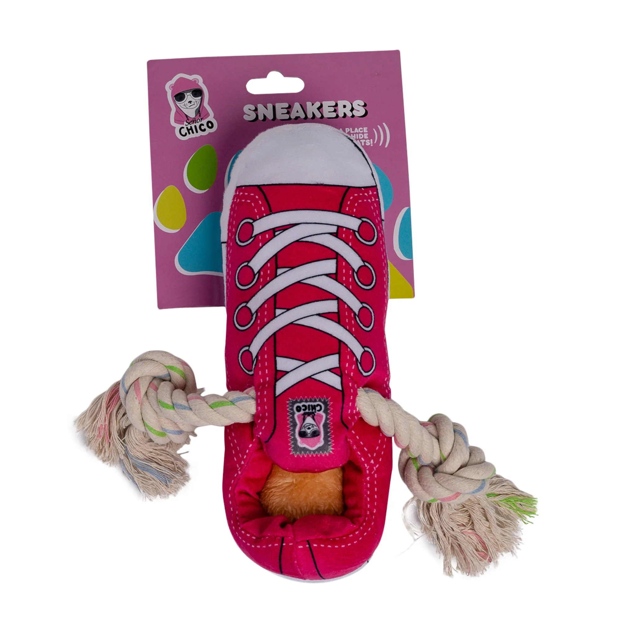 Squeaky Comfort Plush Sneaker Dog Toy – with Treat Compartment, Safe & Durable – Pink - Image 4