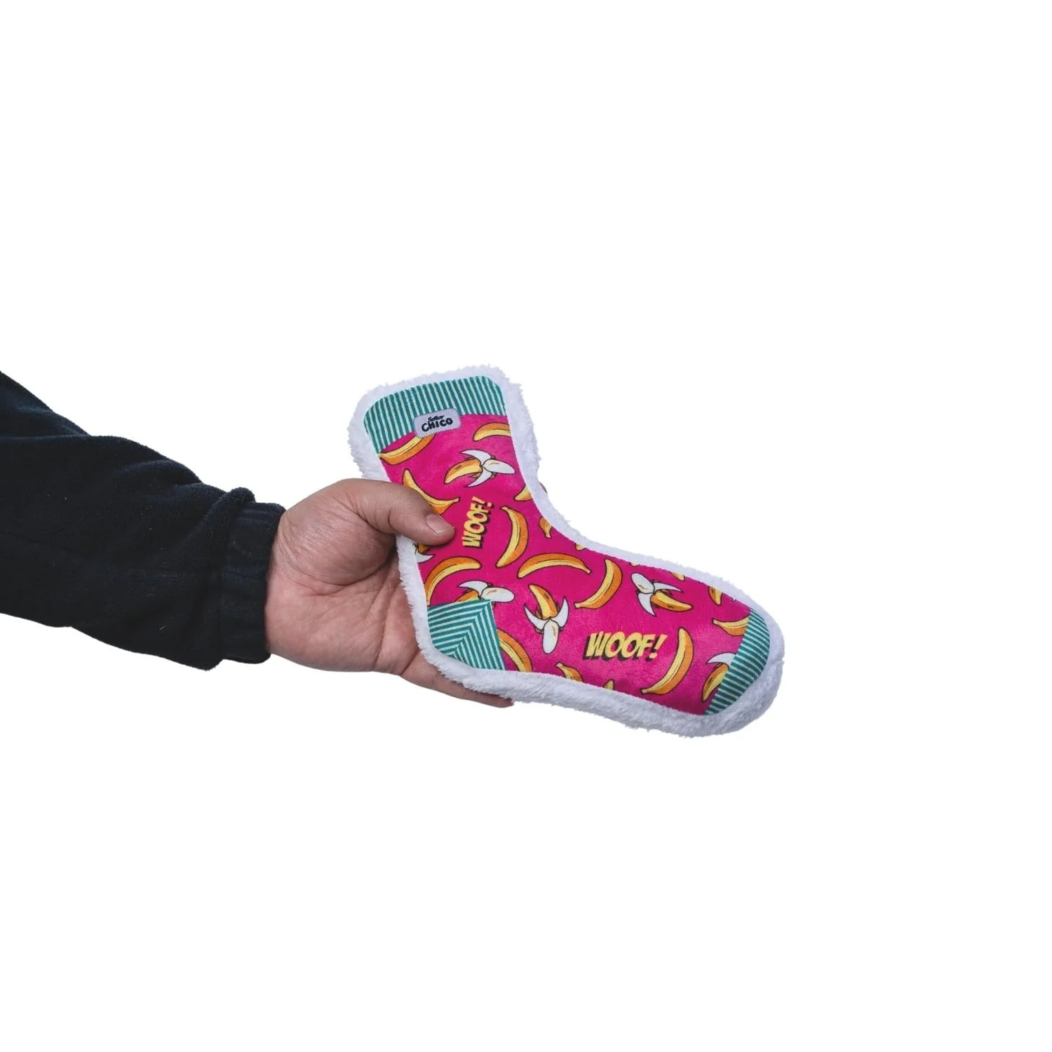 Squeaky Sock Plush Dog Toy – Whimsy Wonders Banana Design - Image 2