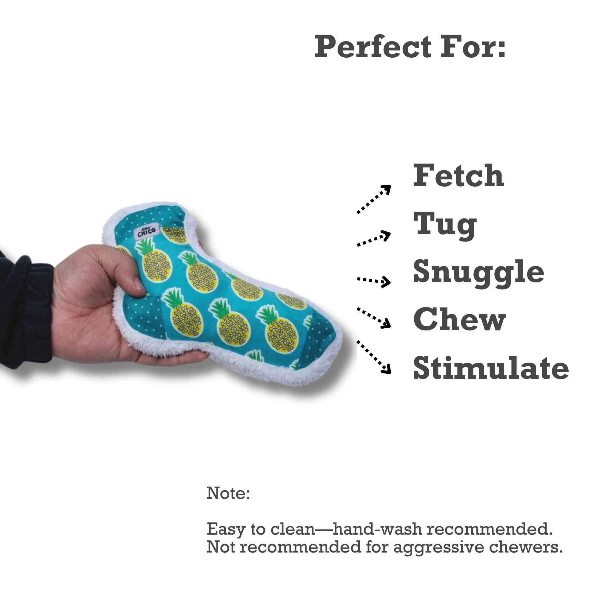 Squeaky Sock Plush Dog Toy – Whimsy Wonders Pineapple Design - Image 6