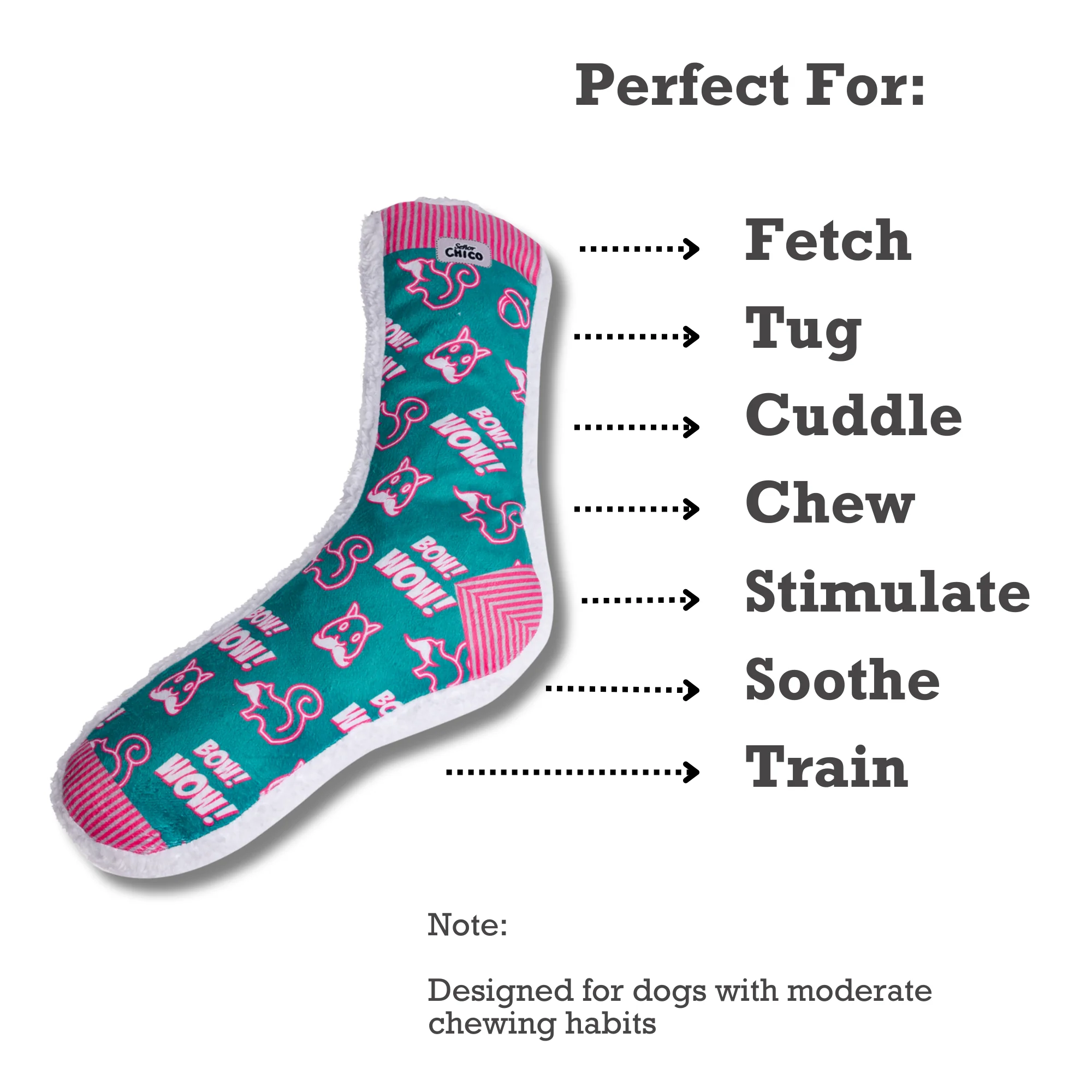 Squeaky Sock Plush Dog Toy – Whimsy Wonders Squirrel Design - Image 7