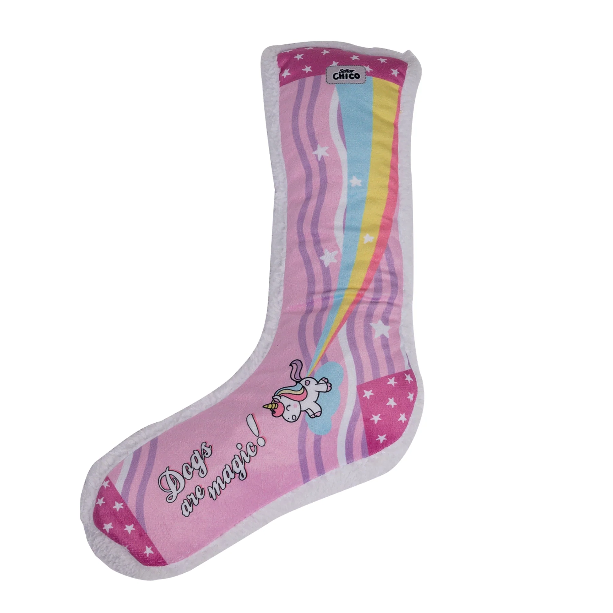 Squeaky Sock Plush Dog Toy – Whimsy Wonders Unicorn Design - Image 5