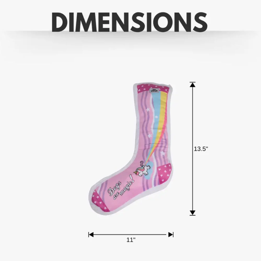 Squeaky Sock Plush Dog Toy – Whimsy Wonders Unicorn Design - Image 6