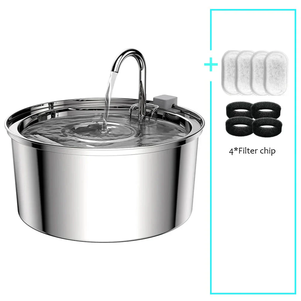 Stainless Steel Pet Water Feeder Cat Automatic Water Fountain USB Electric Mute for Cat Dog Filter Fountain Smart Drinking Bowl - Image 9