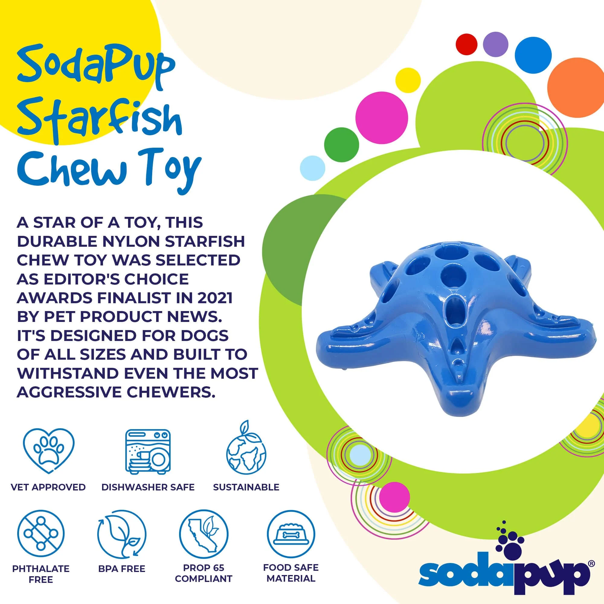 Starfish Nylon Dog Chew Toy for Aggressive Chewers | USA Made | SodaPup - Image 4