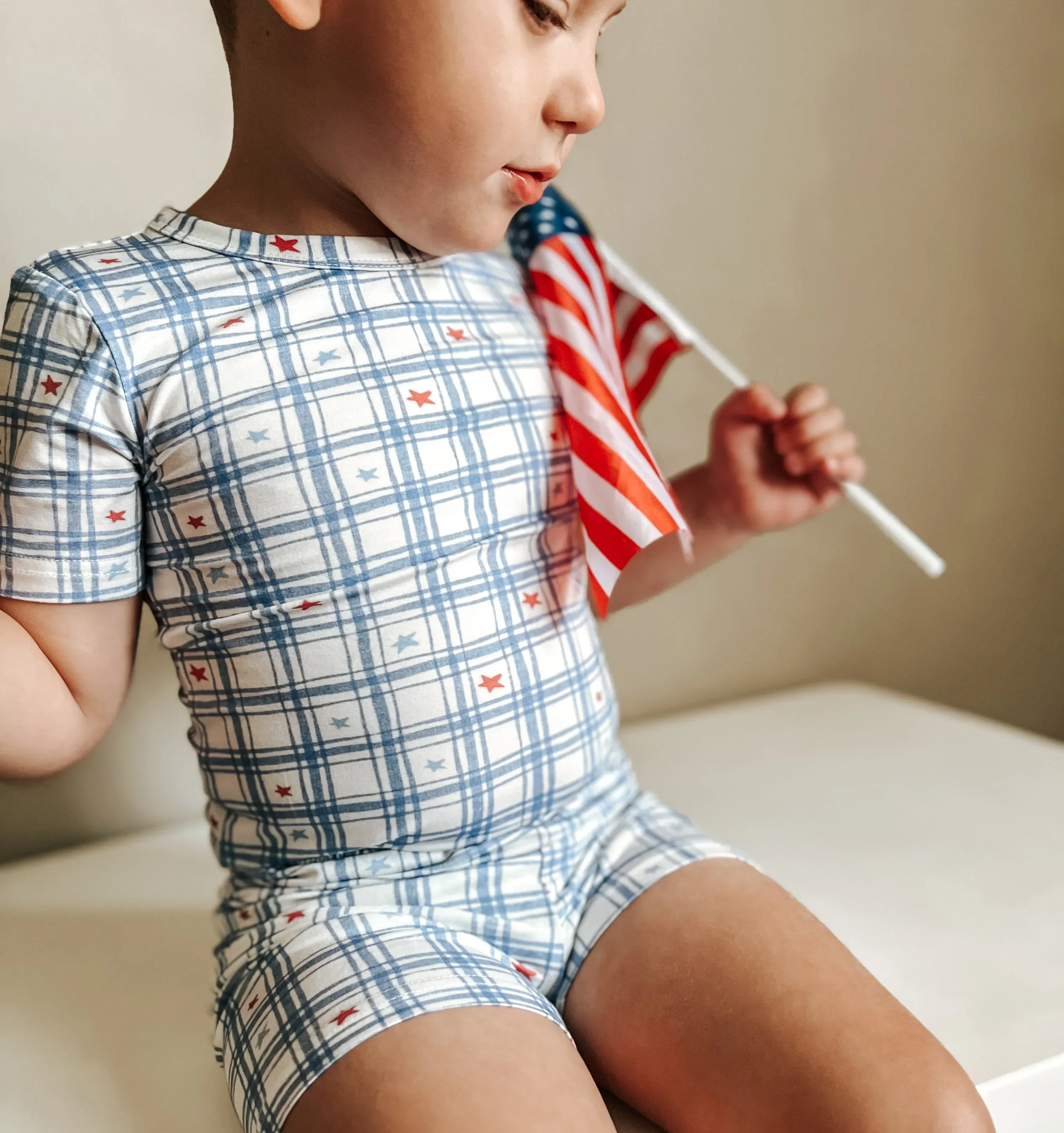 Stars Gingham 2pc Bamboo Pajamas - Image 2