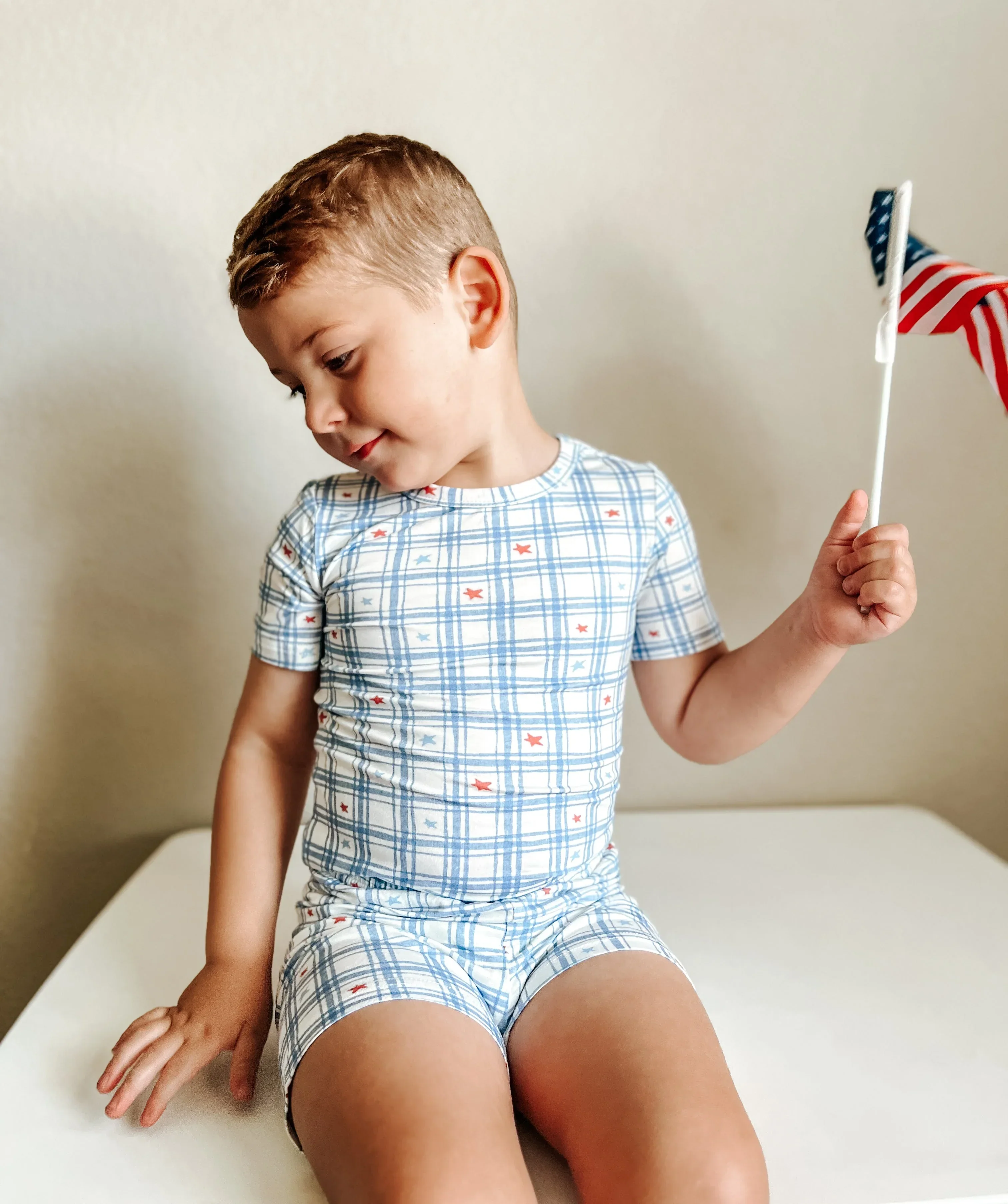 Stars Gingham 2pc Bamboo Pajamas - Image 4