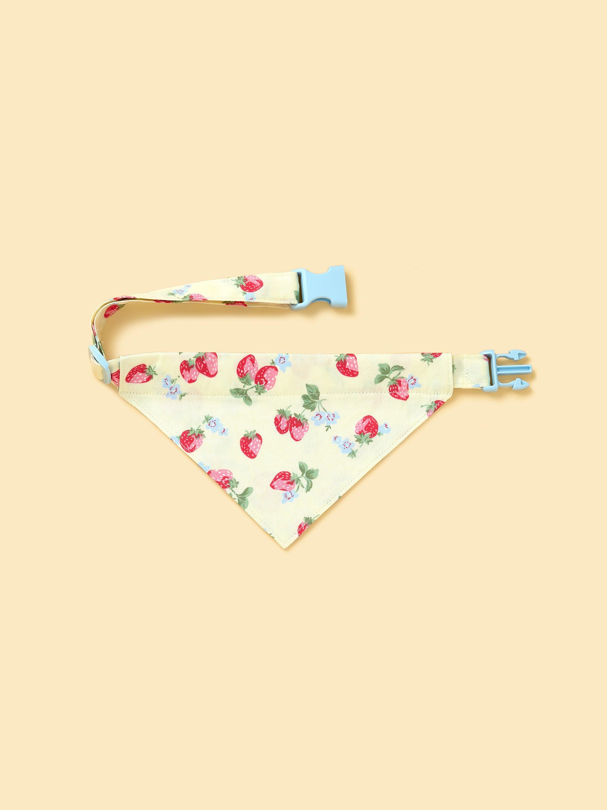 Strawberry Fields Butter Yellow Triangle Bandana - Image 3