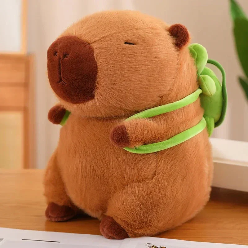 Strawberry Hat Capybara Plush – Small Turtle Backpack Pendant Toy - Image 5