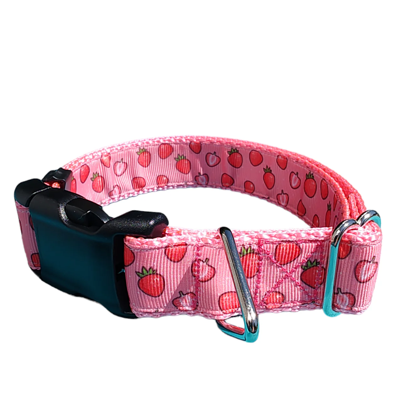 Strawberry Slice Pink Nylon Dog Collar MD, LG, XL, Leash - Image 3