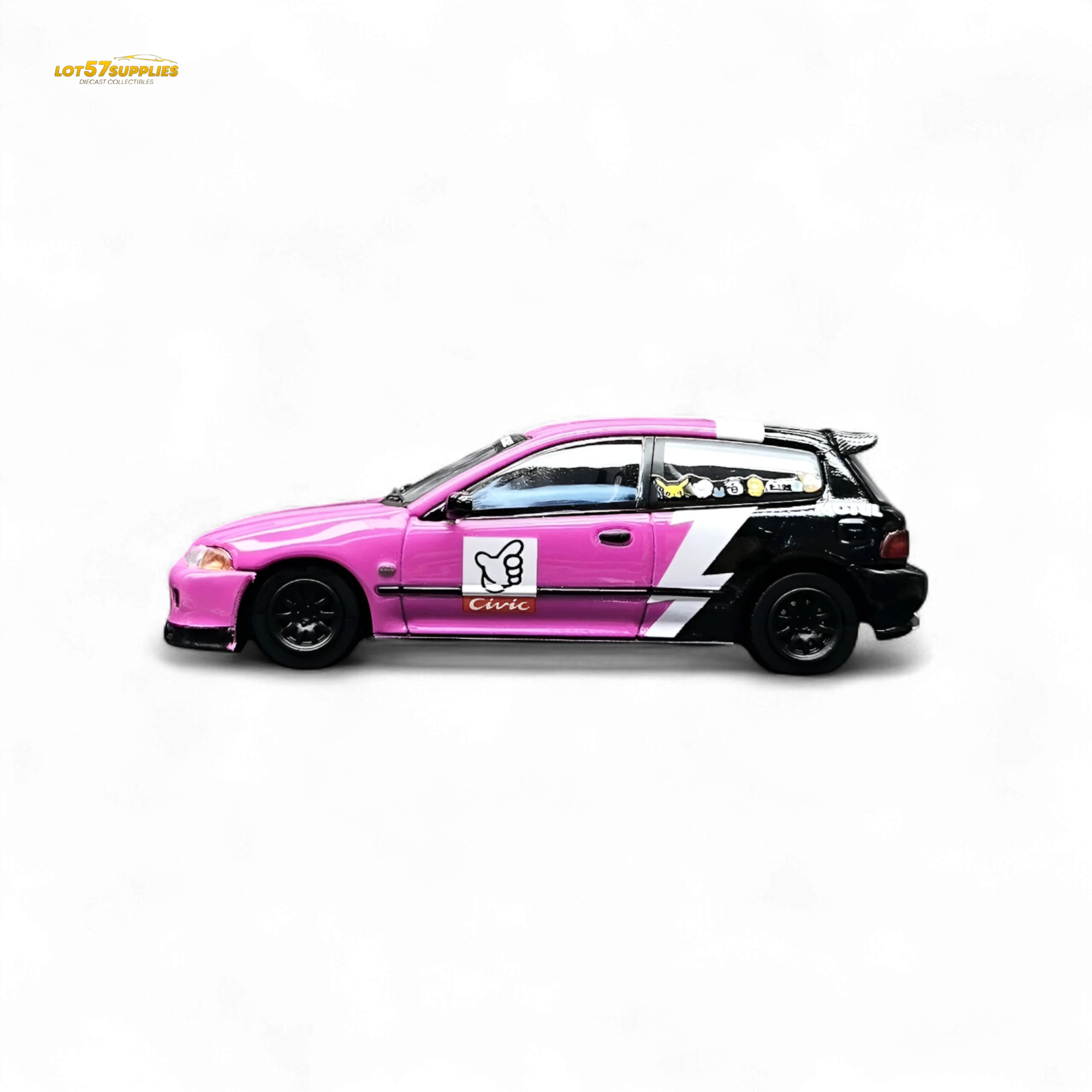 Street Weapon Honda Civic EG6 No Good Racing Pink 1:64 - Image 2