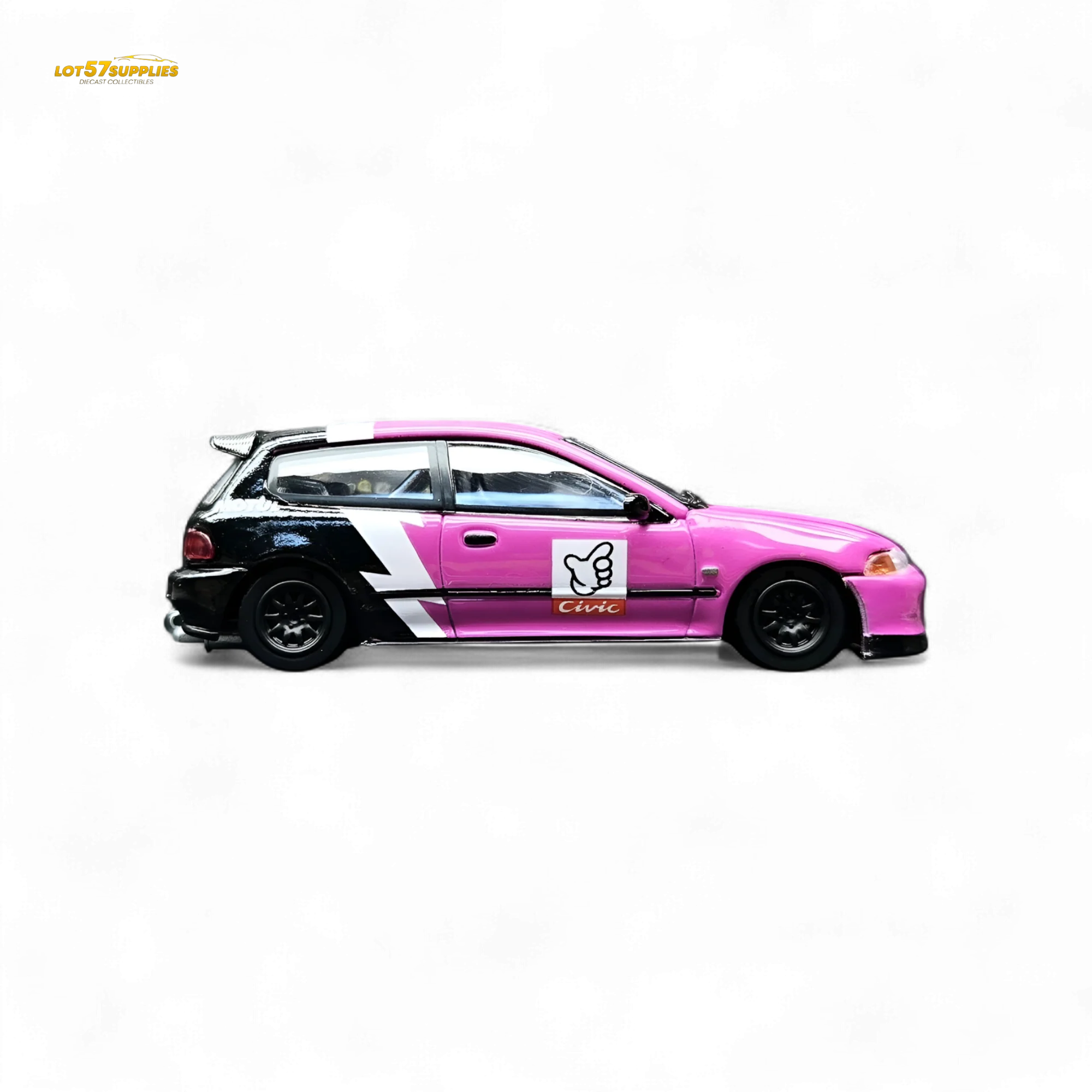 Street Weapon Honda Civic EG6 No Good Racing Pink 1:64 - Image 3