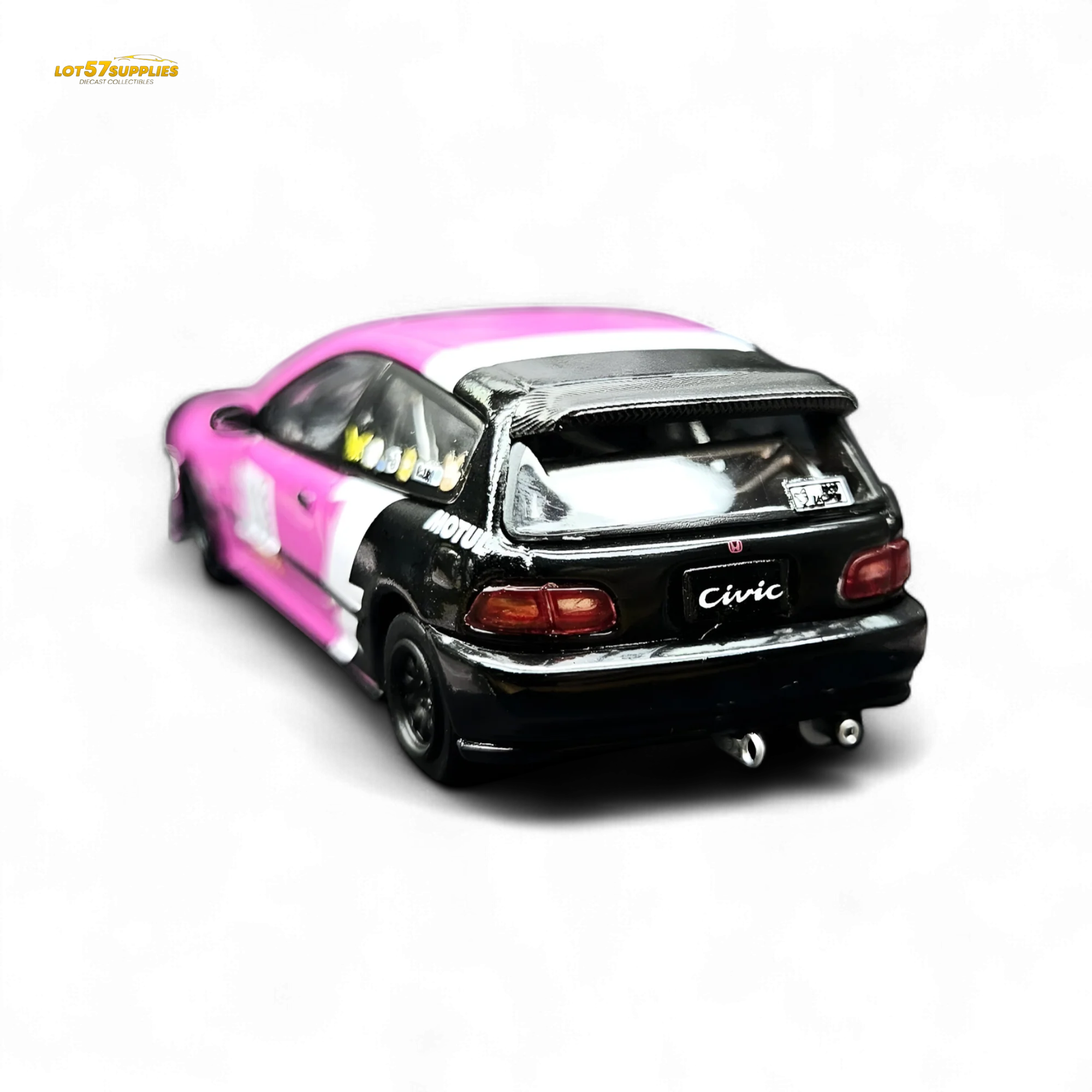 Street Weapon Honda Civic EG6 No Good Racing Pink 1:64 - Image 4