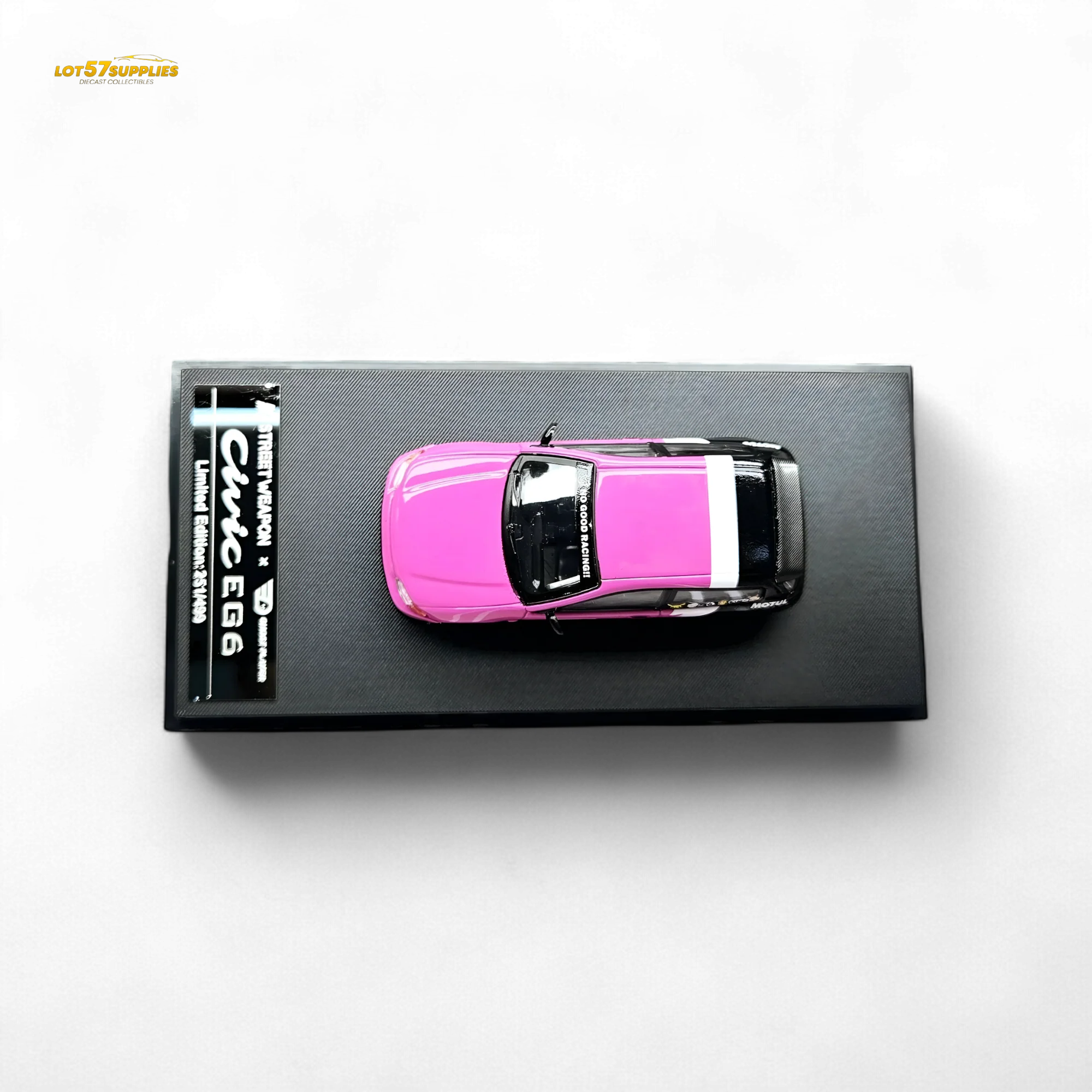 Street Weapon Honda Civic EG6 No Good Racing Pink 1:64 - Image 6