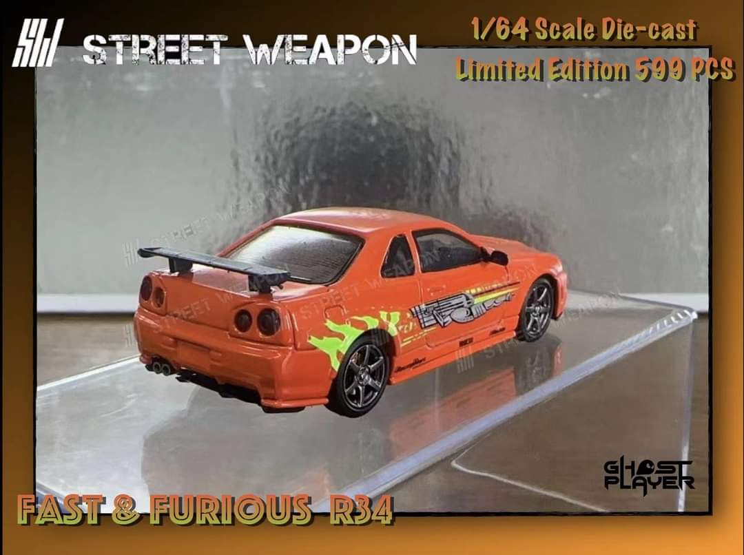 Street Weapon Nissan R34 GT-R Fast & Furious Livery 1:64 - Image 2