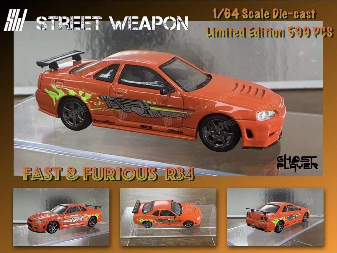 Street Weapon Nissan R34 GT-R Fast & Furious Livery 1:64 - Image 3