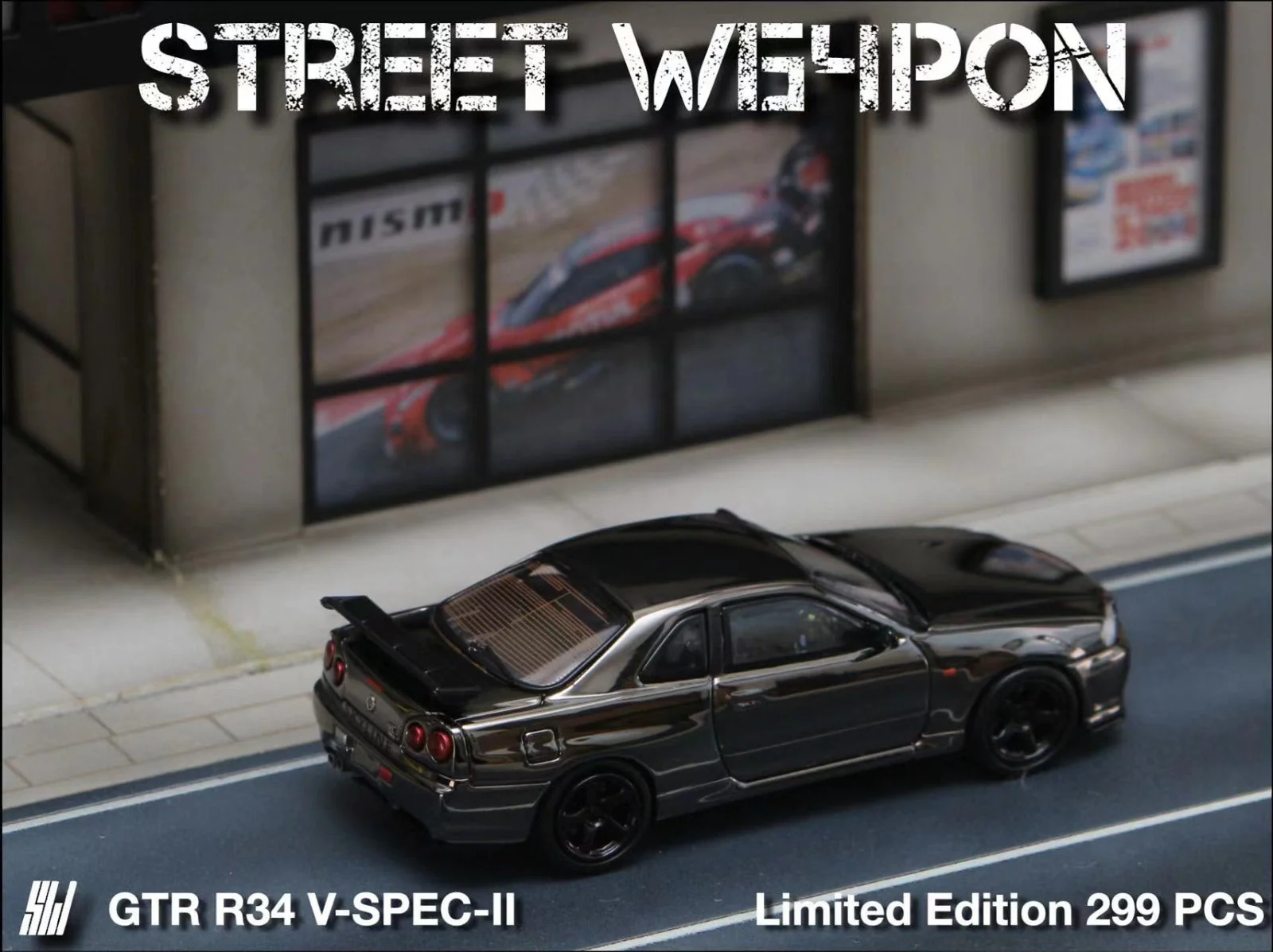 Street Weapon Skyline GT-R R34 V-SPEC-II Chrome 1:64 - Image 8