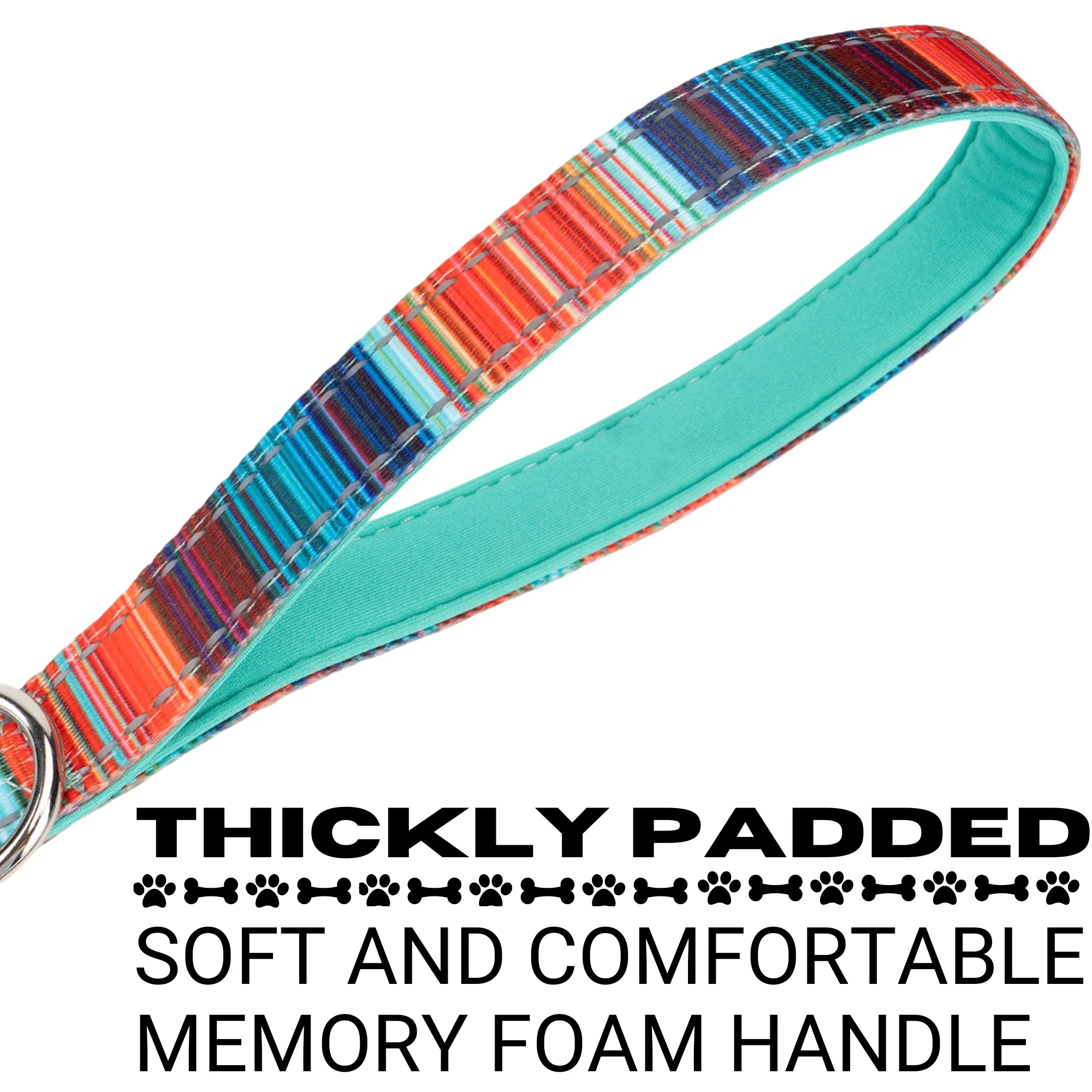 Stripe Dog Leash by EcoBark - Multicolor Padded Comfort Grip Leash - 4ft, 5ft, and 6ft Leash for Small and Medium Dogs - Image 6