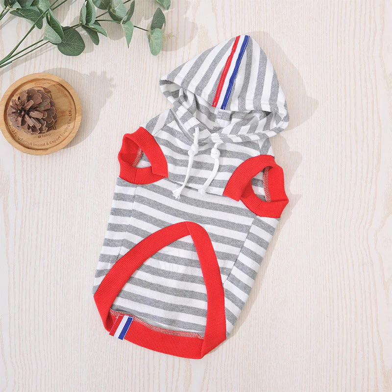 Striped Dog Hoodie + French Print & Soft Cotton Comfort - Image 2