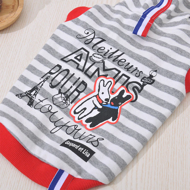 Striped Dog Hoodie + French Print & Soft Cotton Comfort - Image 3
