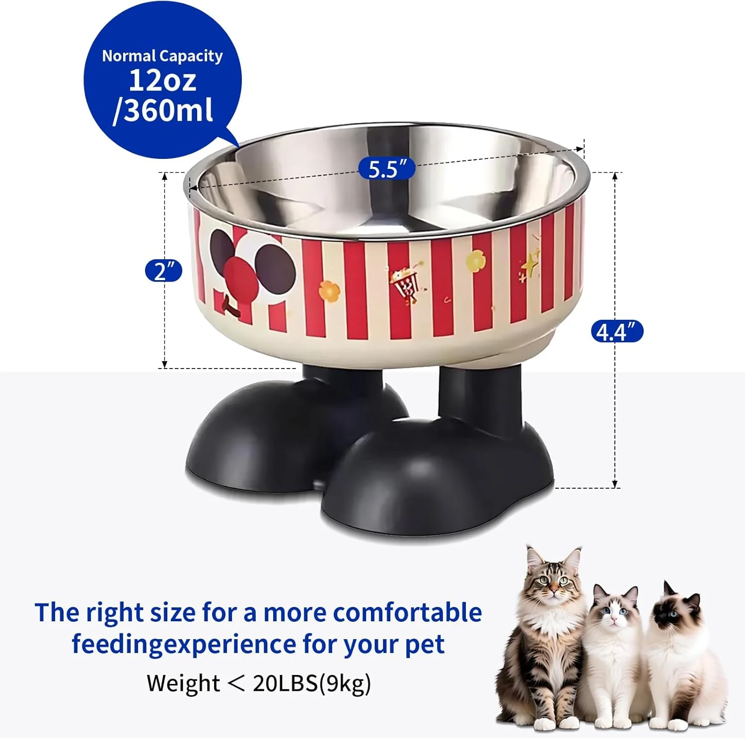 Striped Elevated Stainless Steel Pet Bowl - Image 3