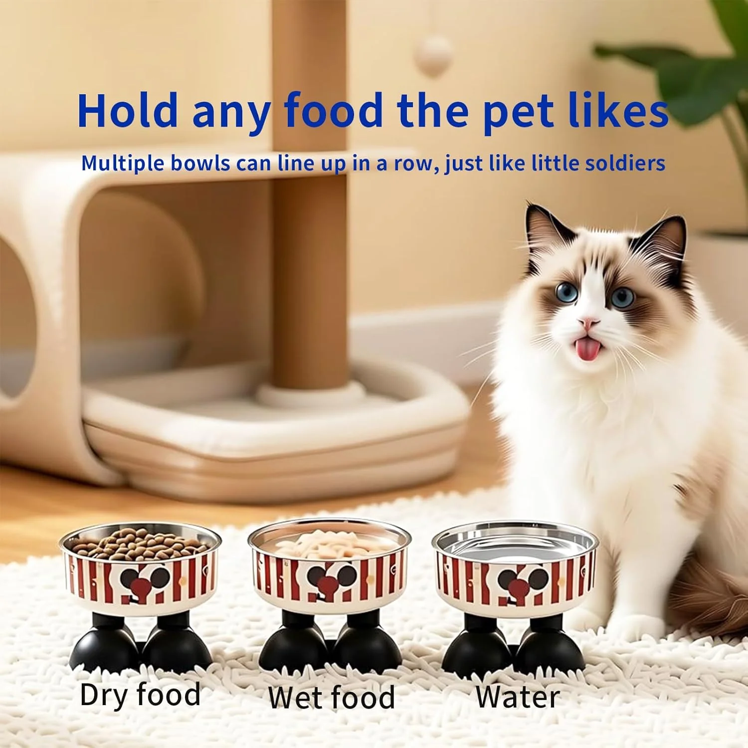 Striped Elevated Stainless Steel Pet Bowl - Image 4