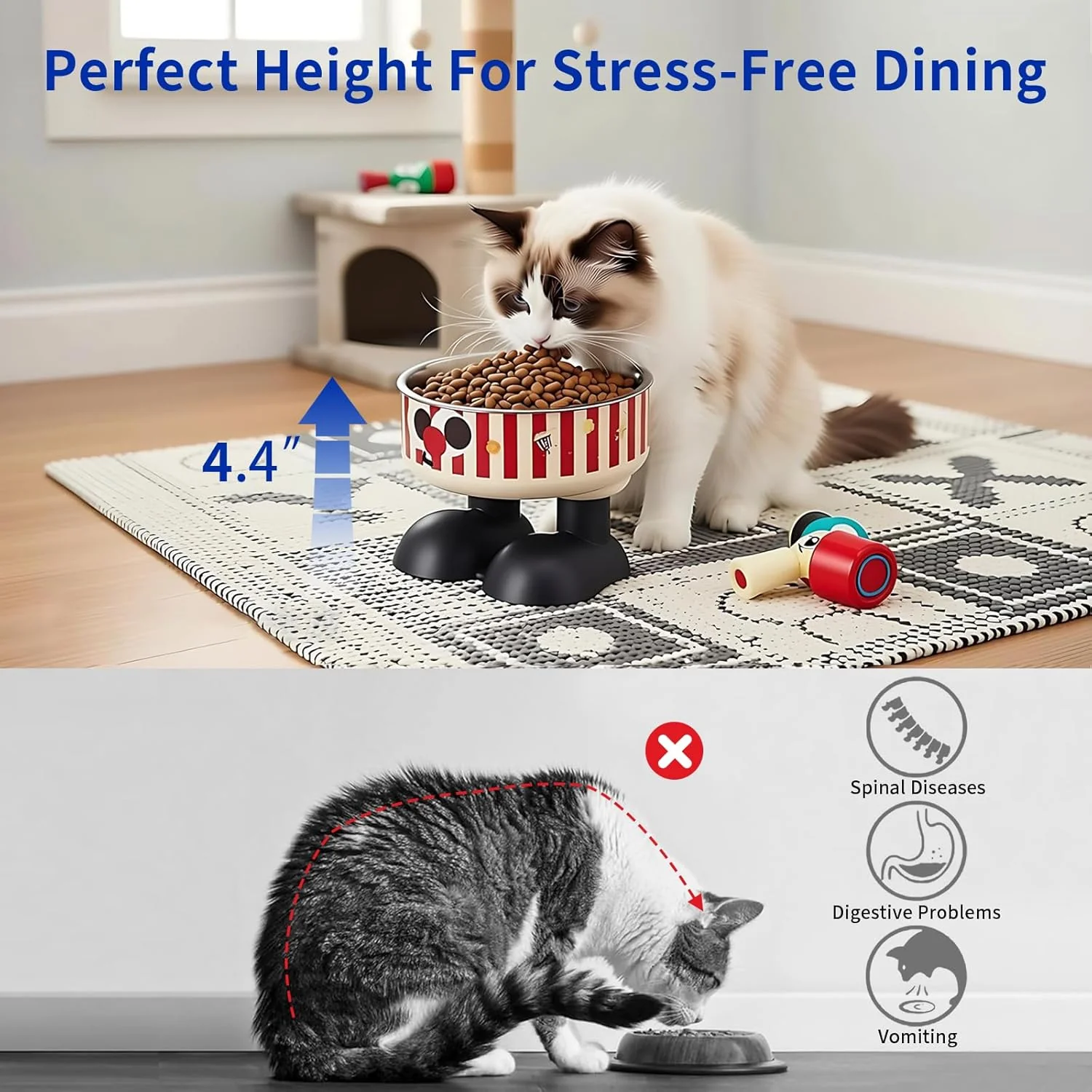 Striped Elevated Stainless Steel Pet Bowl - Image 5