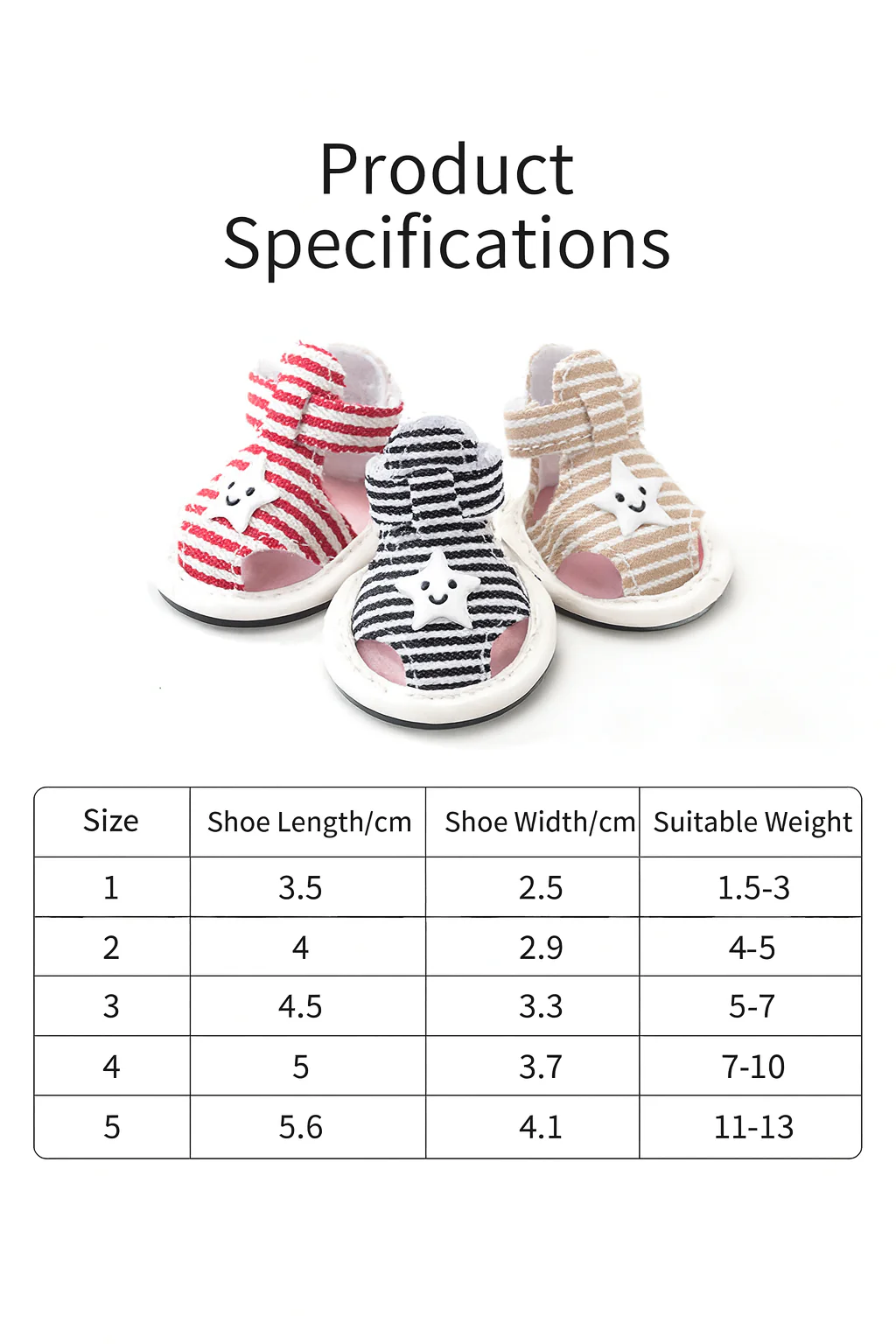 Striped Summer Dog Sandals with Cute Star Design Shoes - Image 2
