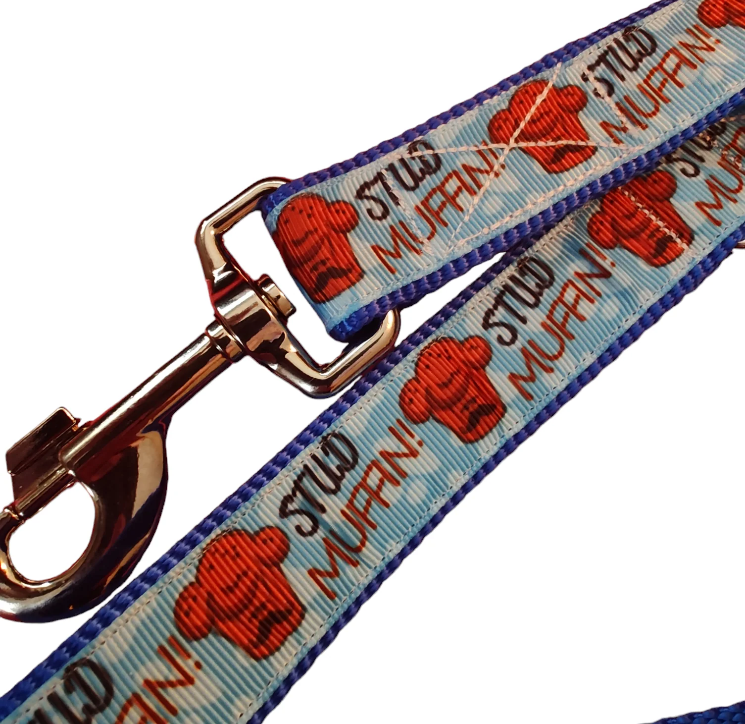 Stud Muffin Blue Nylon Dog Collar MD, LG, XL, Leash - Image 3
