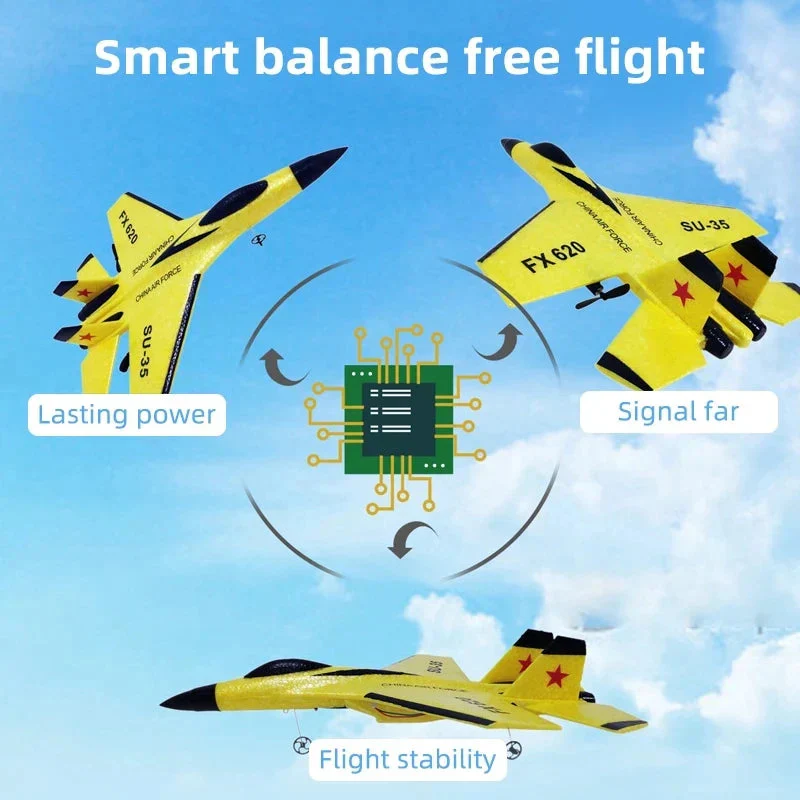 SU35 RC Plane FX620 FX820 2.4G Remote Control Flying Model Glider Airplane With LED Lights Aircraft Foam Toys For Children Gifts - Image 4
