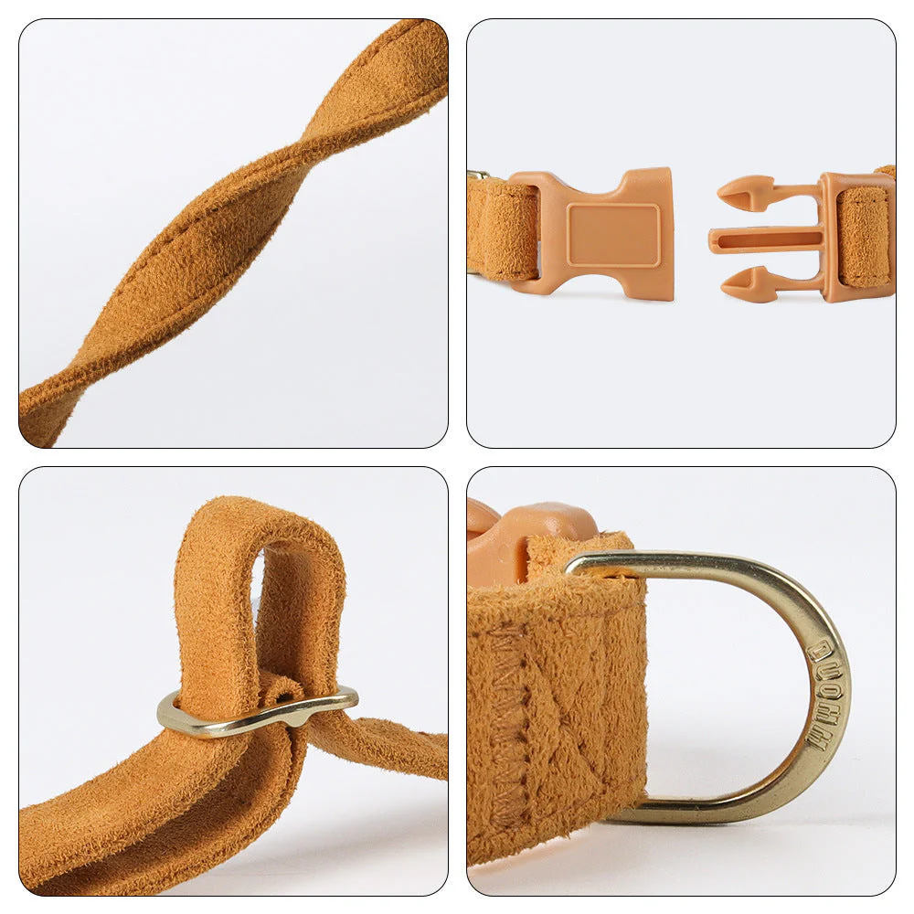 Suede Dog Collar with Buckle & D-Ring (Multiple Colors)+leash set - Image 2