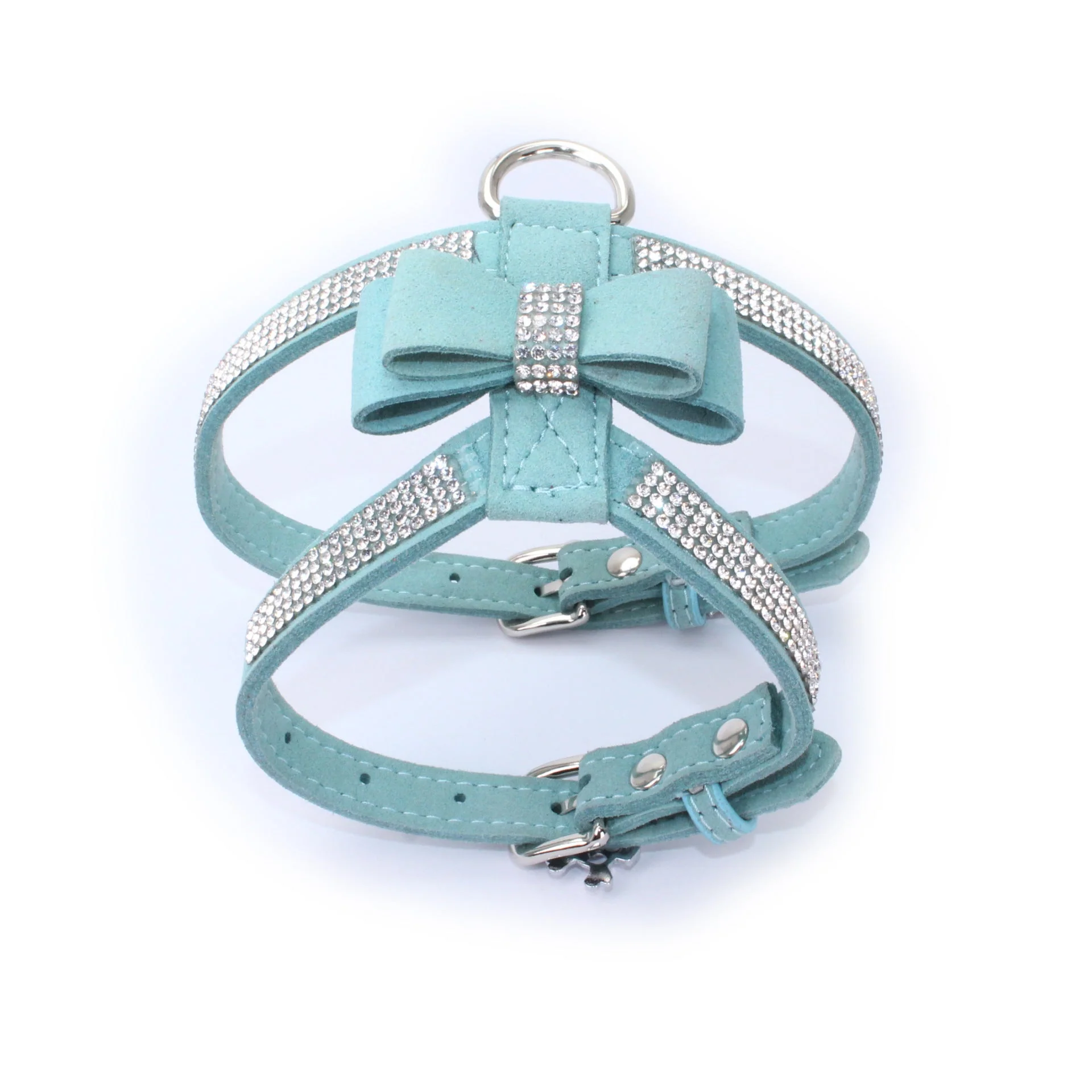 Suede Dog Harness & Leash Set – Rhinestone Bow, Soft & Elegant - Image 7