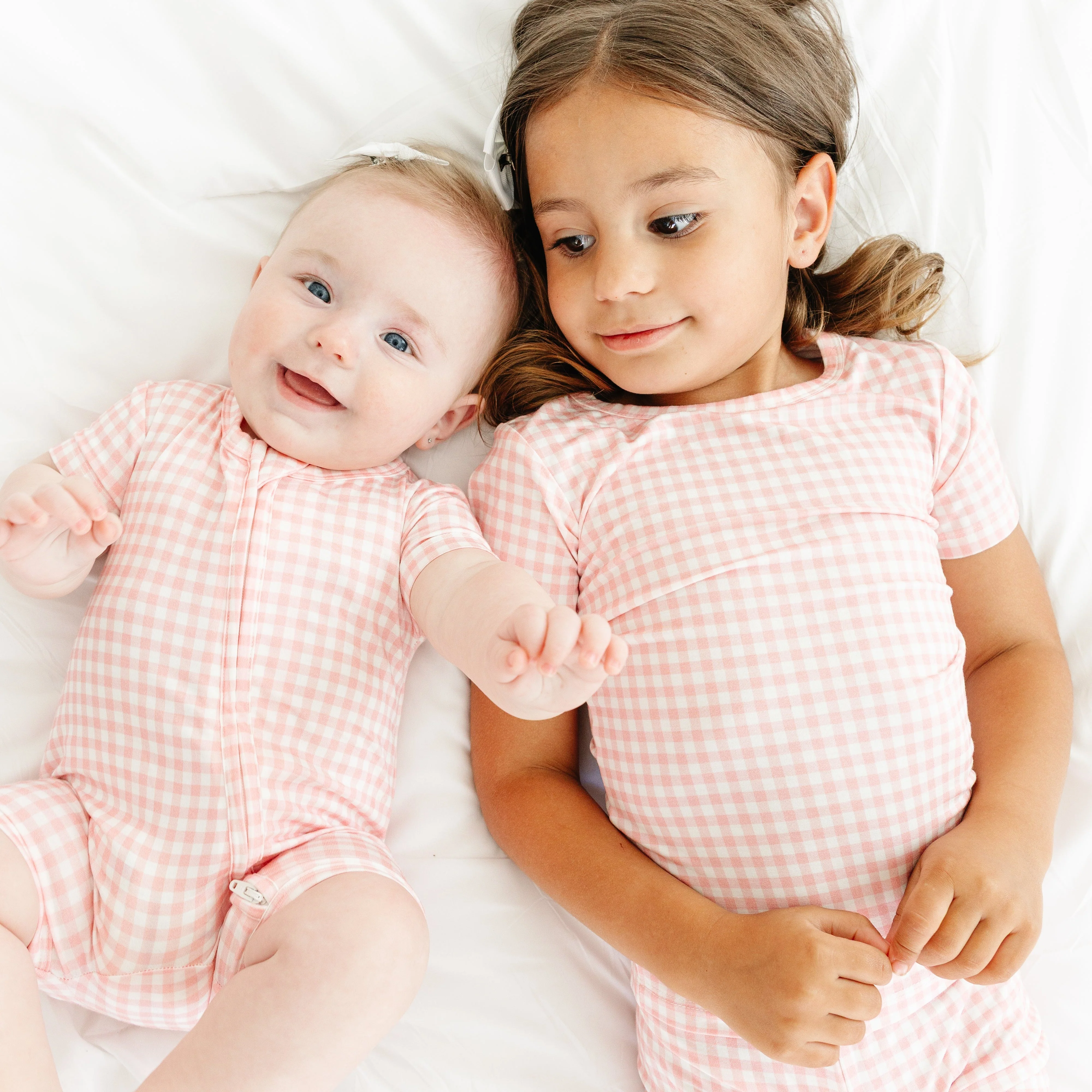 Sugar Gingham Short Sleeve & Shorts Bamboo Toddler Pajama Set - Image 4
