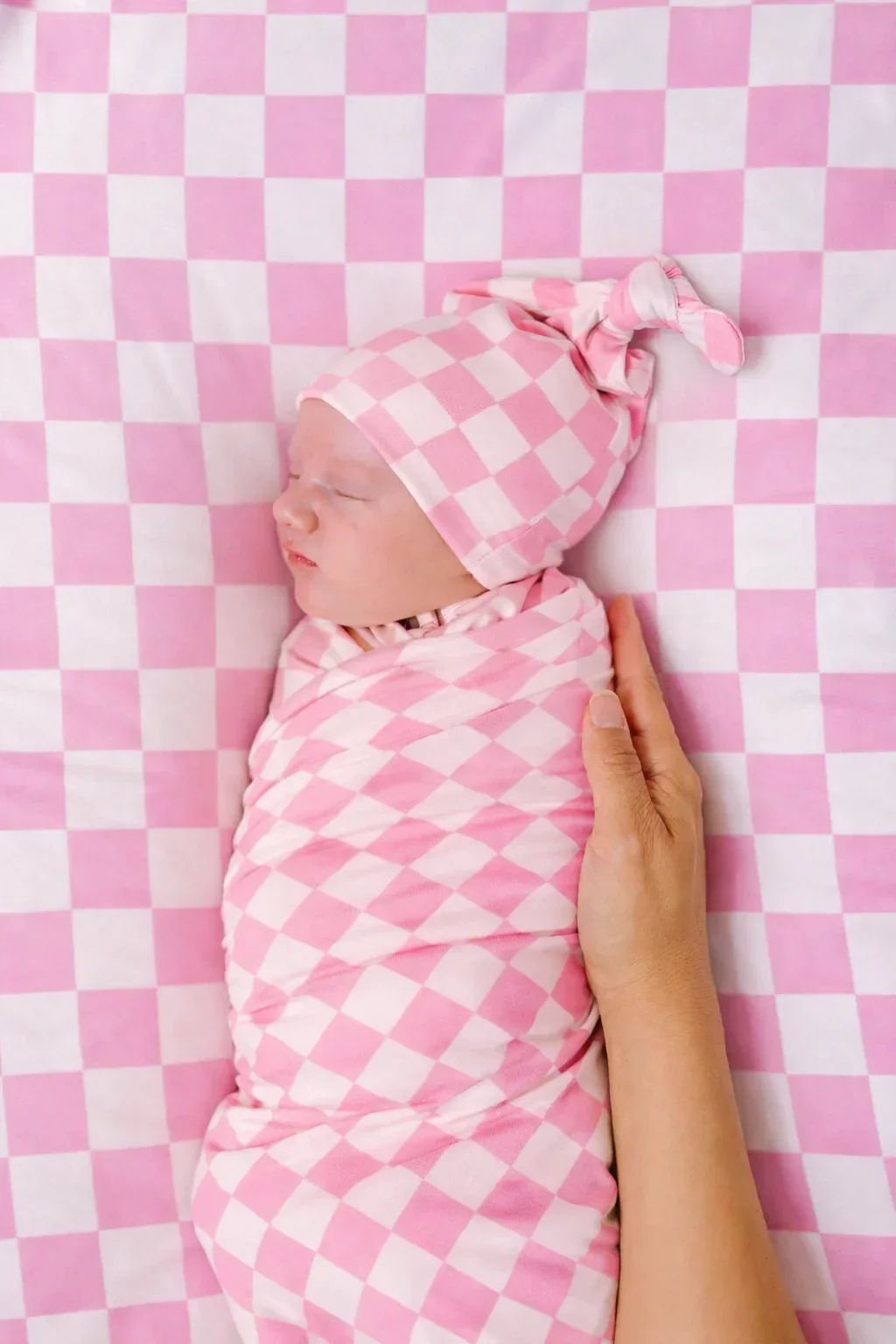 Sugar Pink Checkered Knotted Hat - Image 2