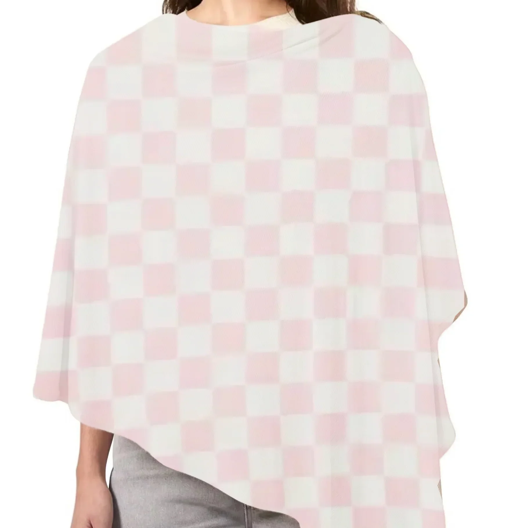 Sugar Pink & White Checkered Carseat Cover - Image 2
