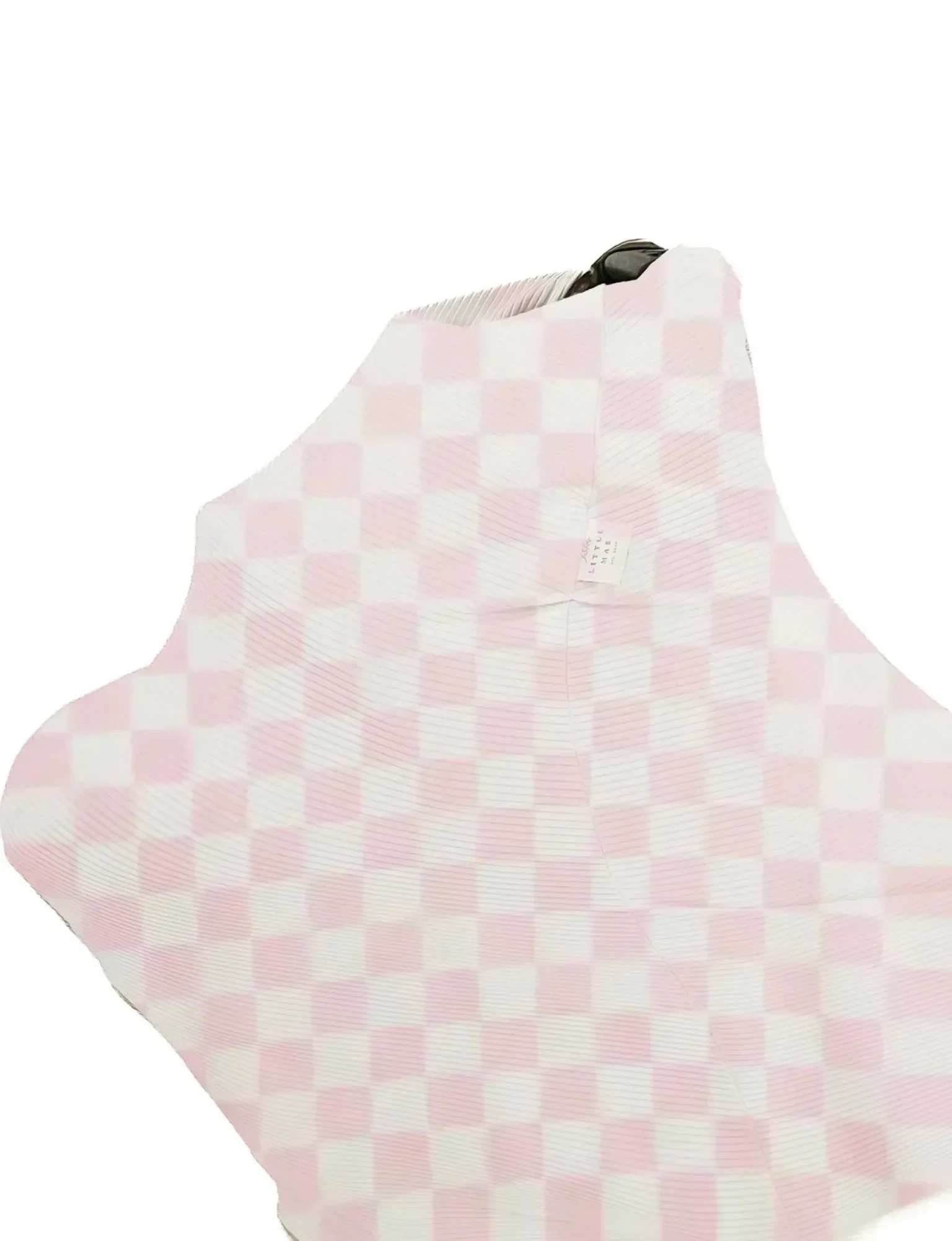 Sugar Pink & White Checkered Carseat Cover - Image 3