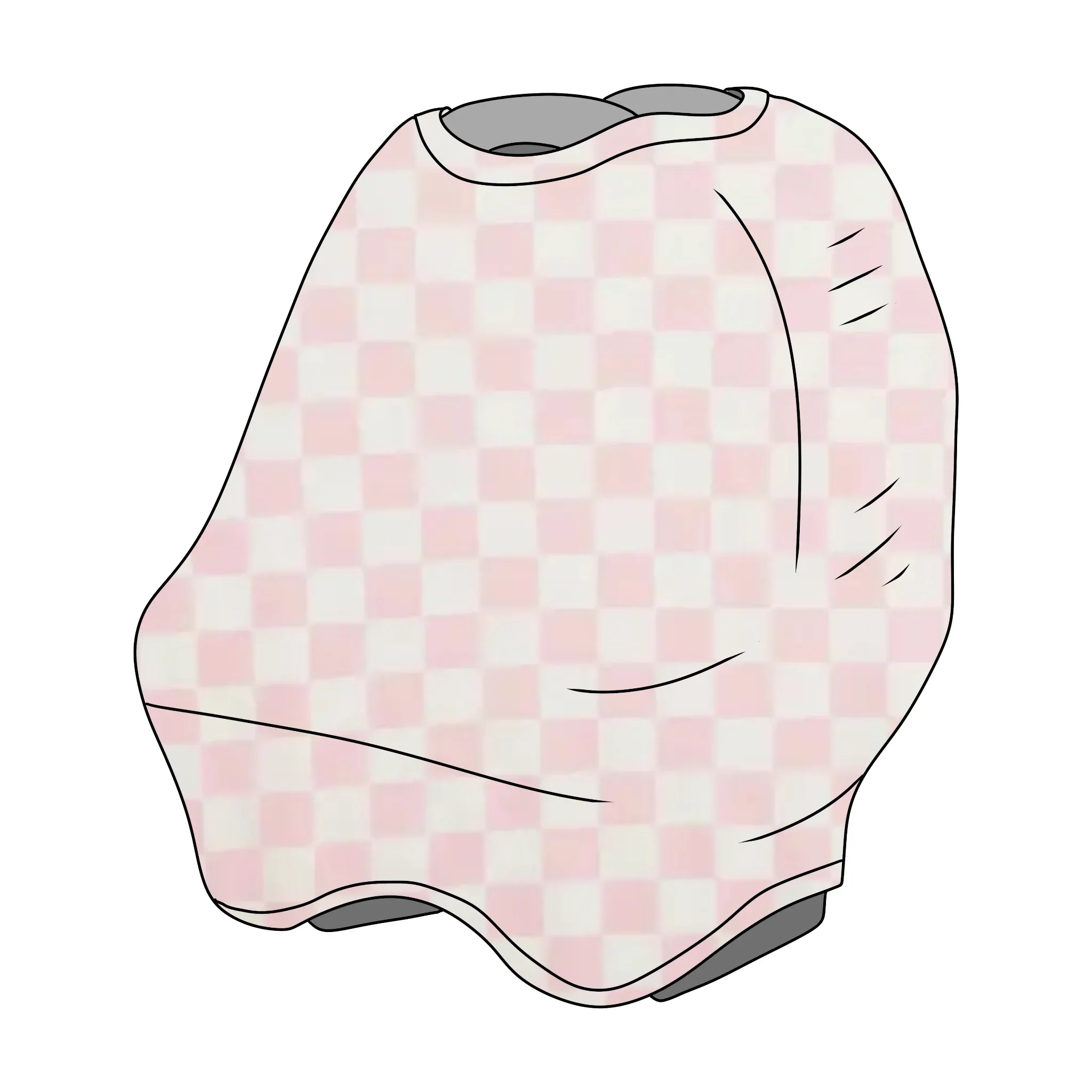 Sugar Pink & White Checkered Carseat Cover - Image 4