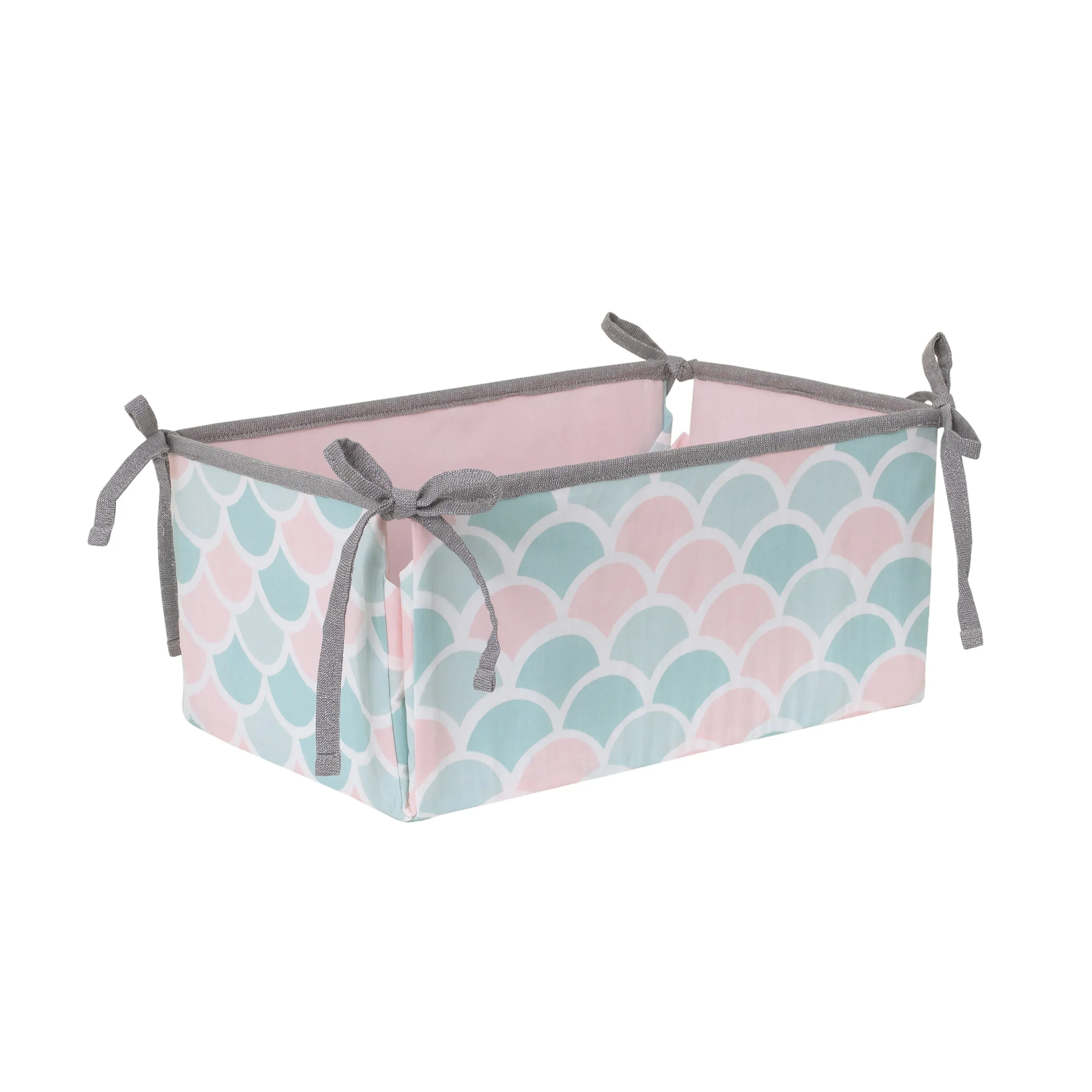 Sugar Reef Mermaid 4 Piece Nursery Crib Bedding Set - Appliqued Round Play Quilt, 100% Cotton Fitted Crib Sheet, Shirred Crib Skirt with 16" Drop, Nursery Organizer - Image 9