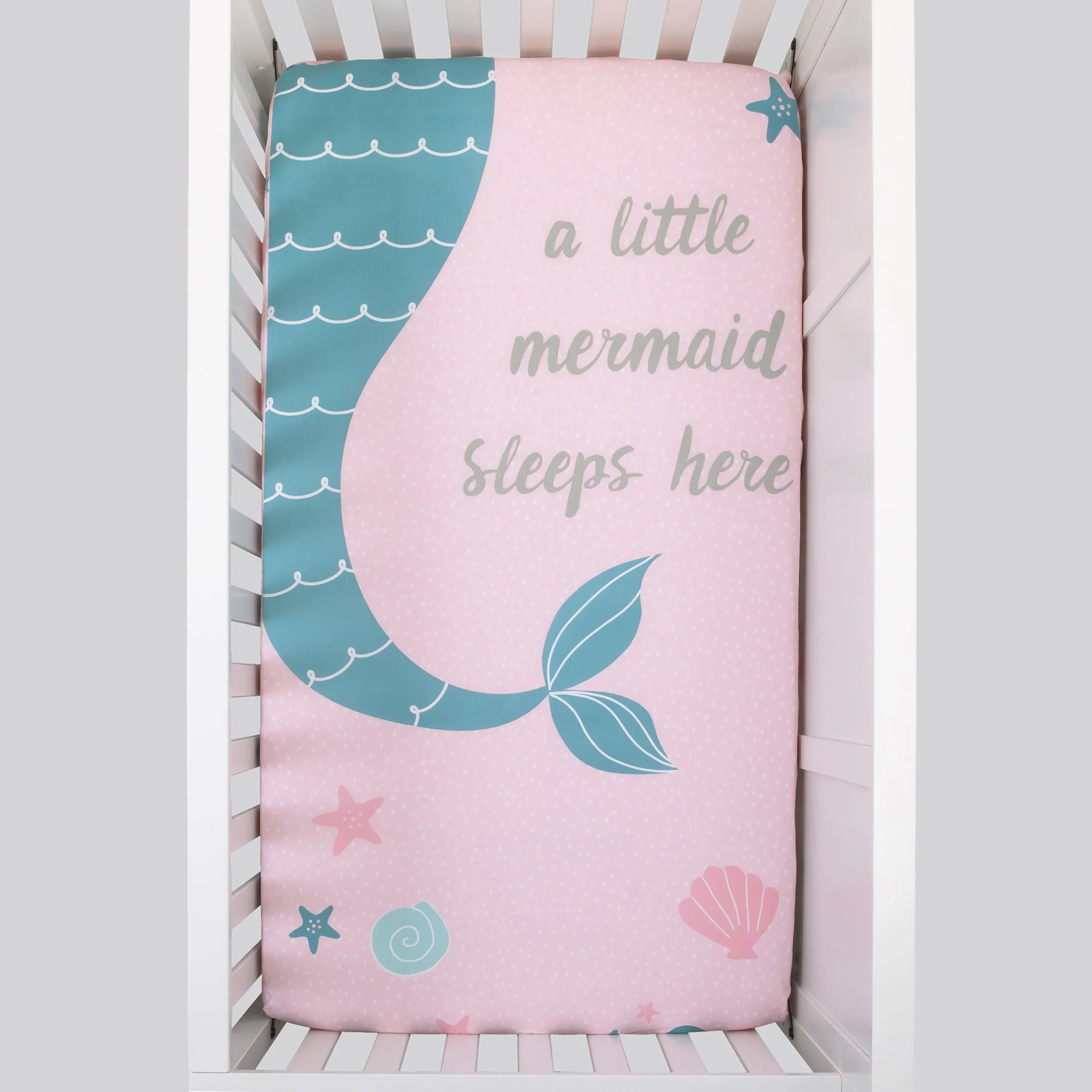 Sugar Reef Mermaid Photo Op 100% Cotton Fitted Crib Sheet, A Little Mermaid Sleeps Here - Image 2