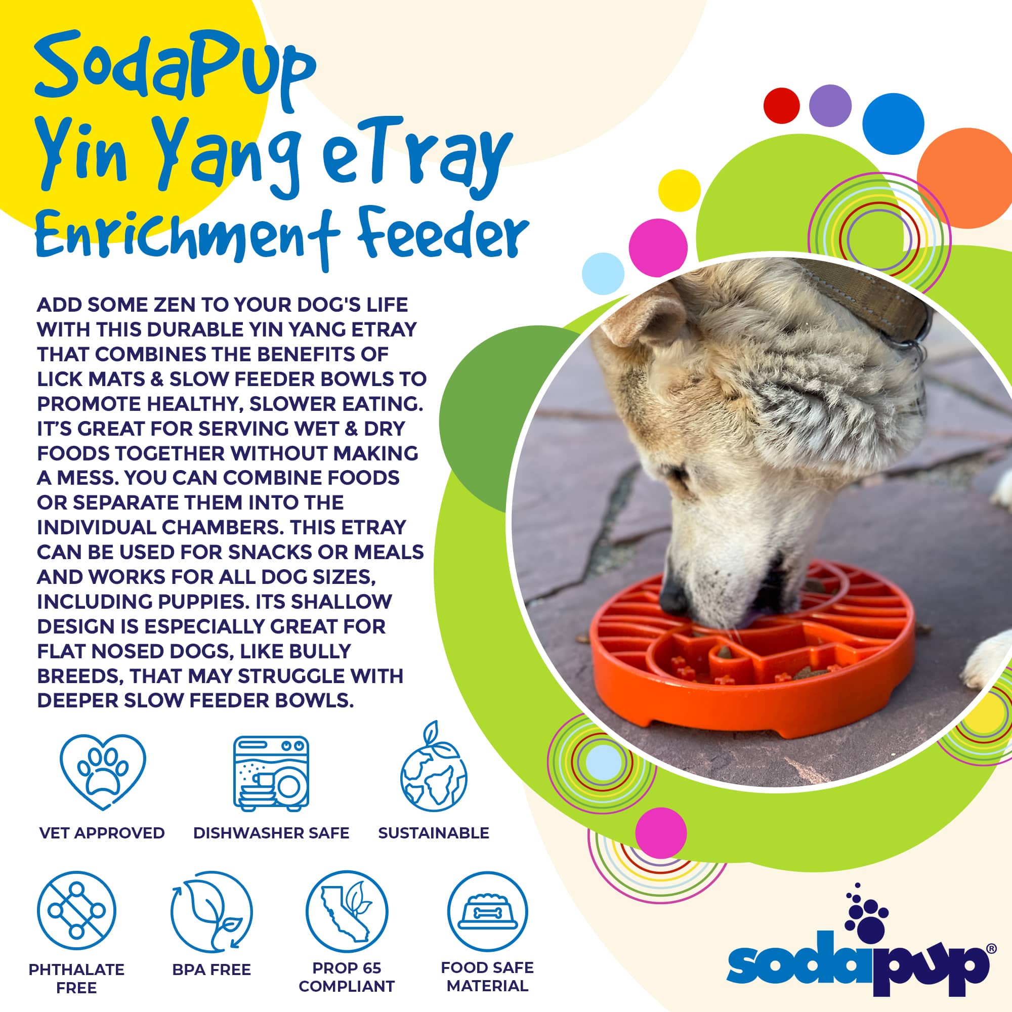 Sun and Moon eTray - Shallow Slow Feeder Dog Bowl for Enrichment | USA Made - Image 4