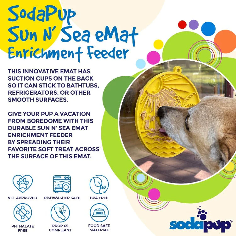 Sun n' Sea eMat - Enrichment Lick Mat For Dogs and Cats - With Suction Cups - Beach Design | USA Made - Image 3