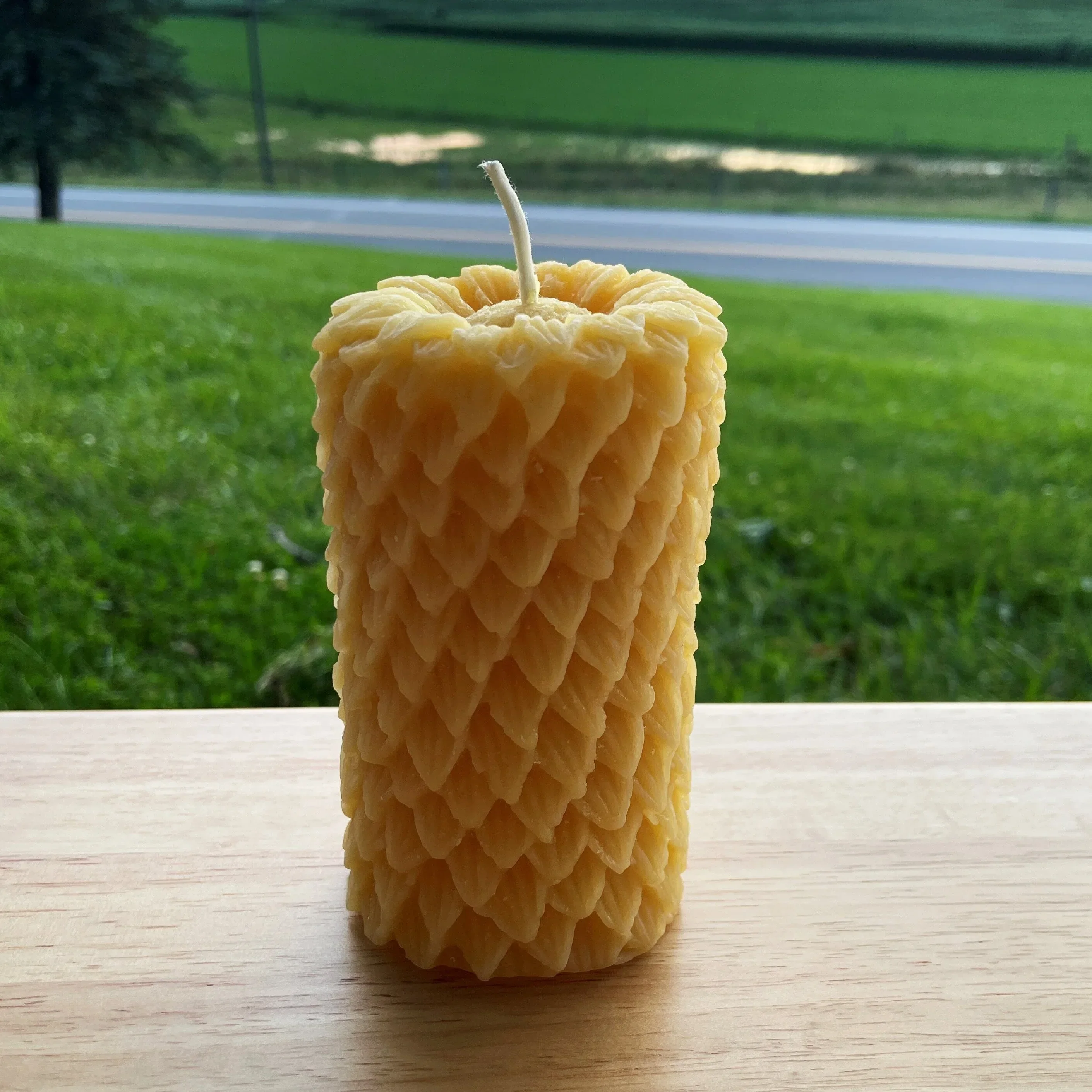 Sunflower Beeswax Pillar Candles - Image 2