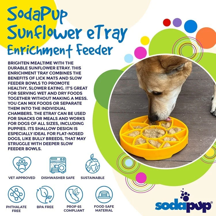 Sunflower eTray Shallow Slow Feeder Dog Bowl for Enrichment | USA Made - Image 2