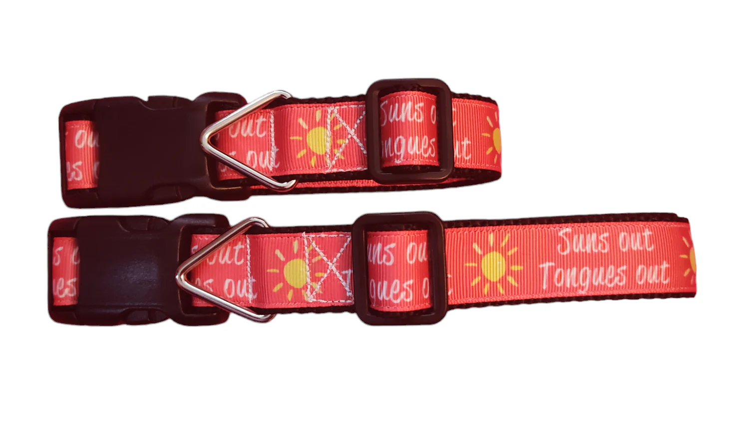 Sun's Out Tongue's Out Black Nylon Dog Collar MD, LG, XL, Leash - Image 2