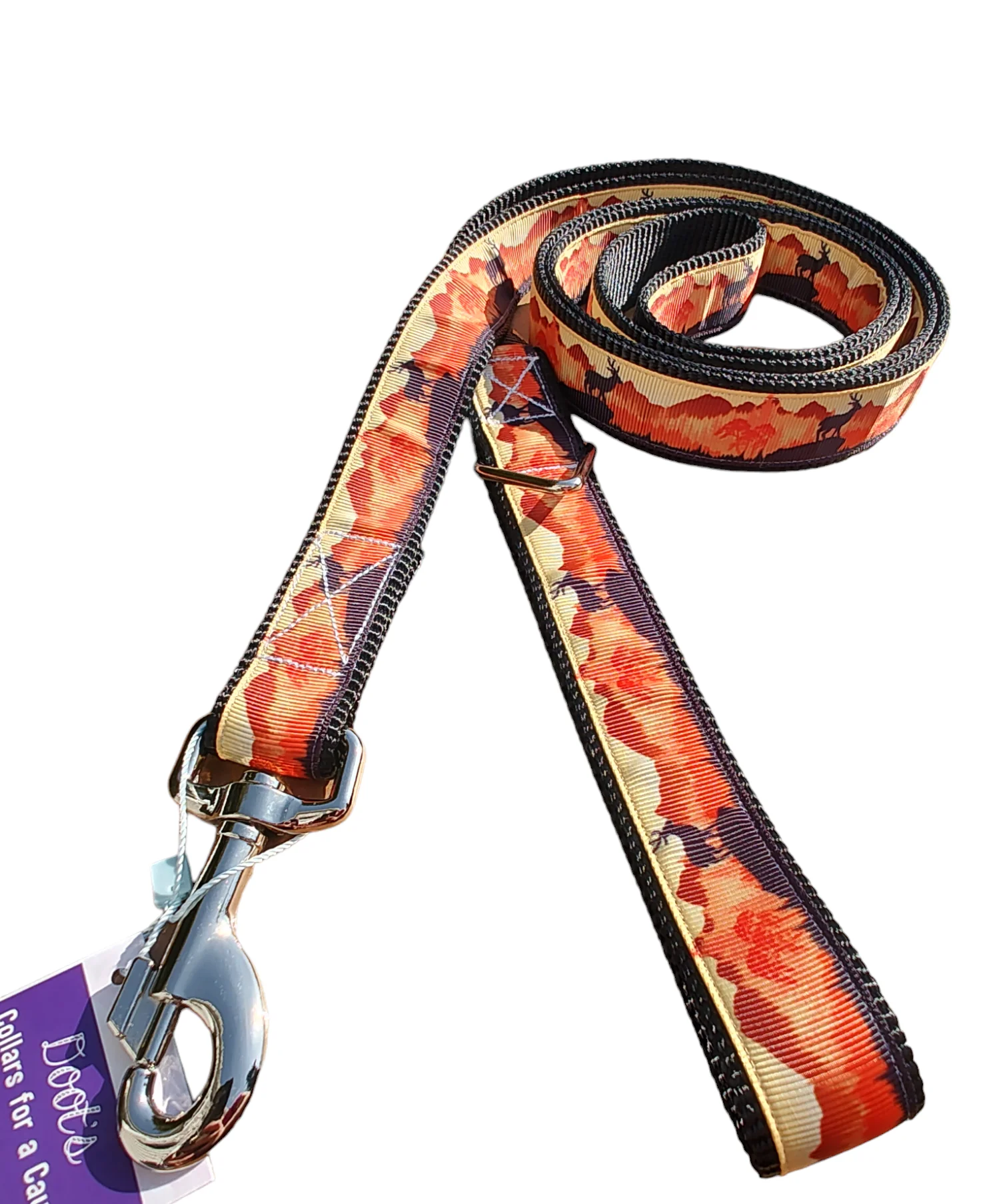 Sunset Forest Black Nylon Dog Collar LG, XL, Leash - Image 3