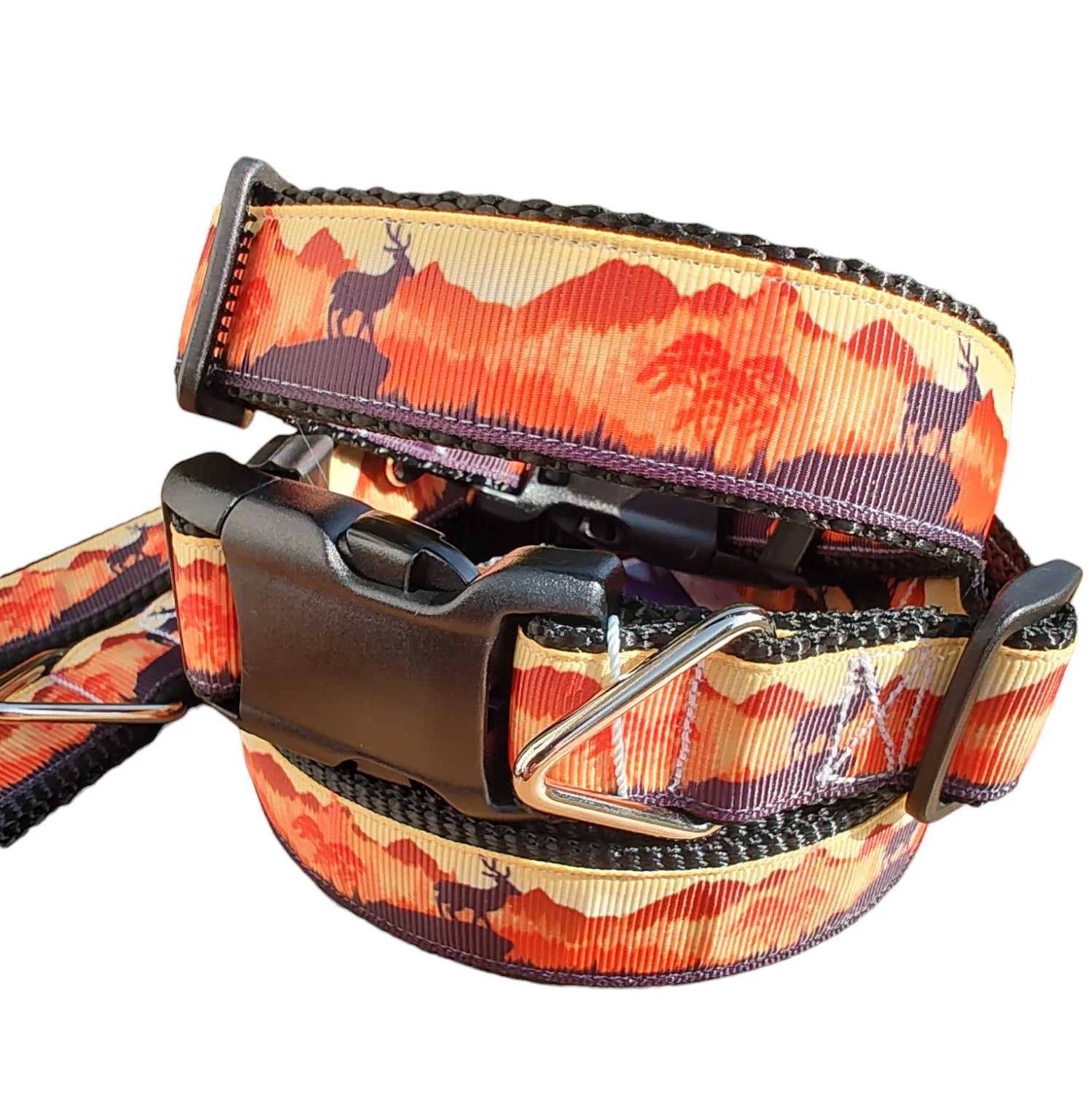 Sunset Forest Black Nylon Dog Collar LG, XL, Leash - Image 4