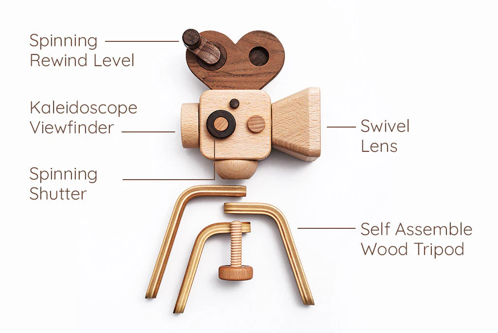Super 16 Pro Wooden Toy Camera With Tripod - Image 2
