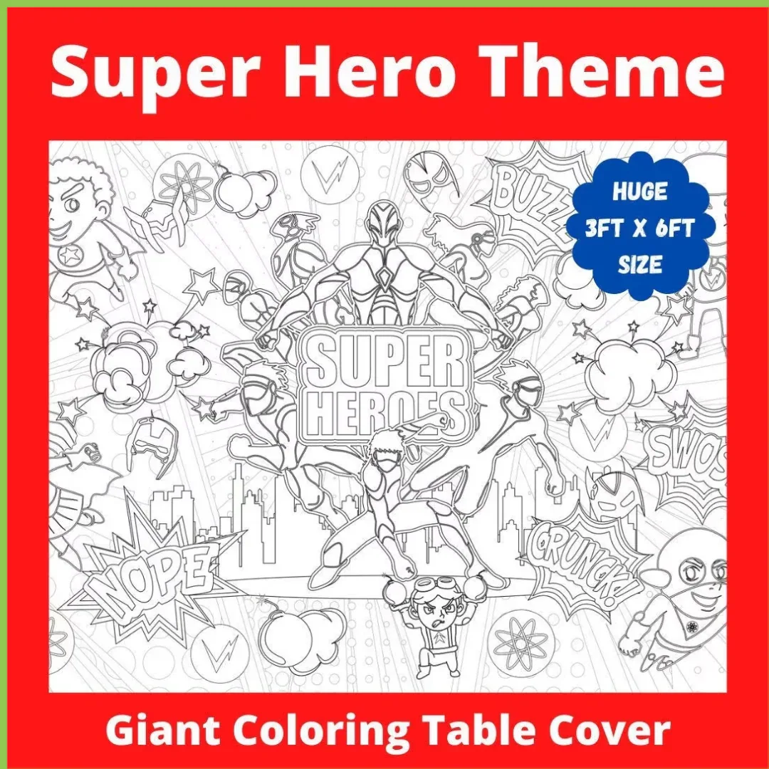 Super Hero Coloring Table Cover - Image 2