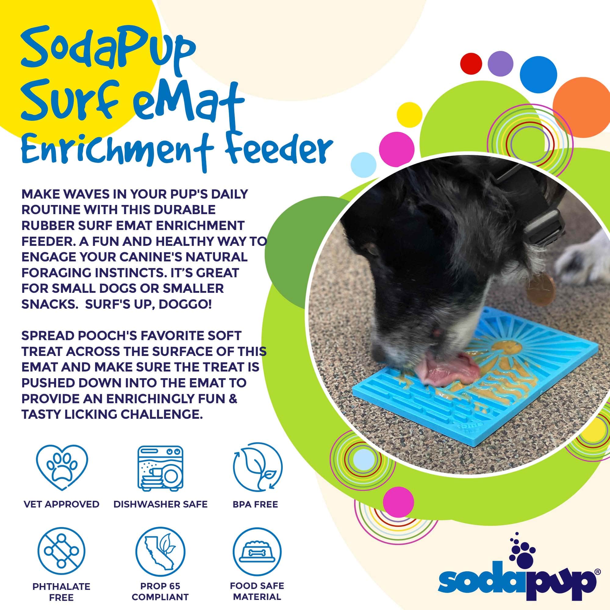 Surf's Up eMat - Small Lickmat for Dogs and Cats | Beach-Themed Design | SodaPup - Image 2