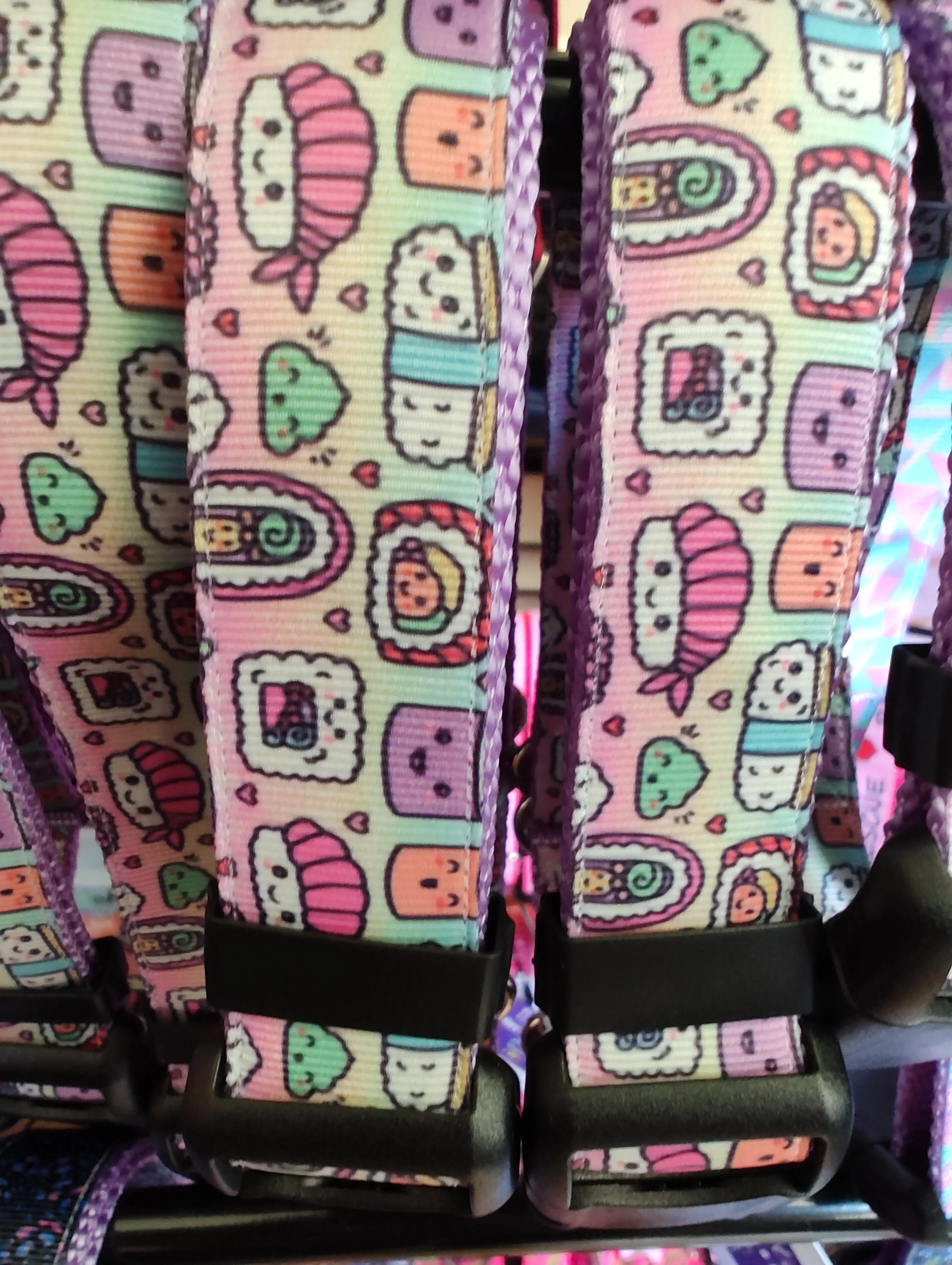Sushi Friends Lavender Nylon Dog Collar MD, LG, XL, Leash - Image 2