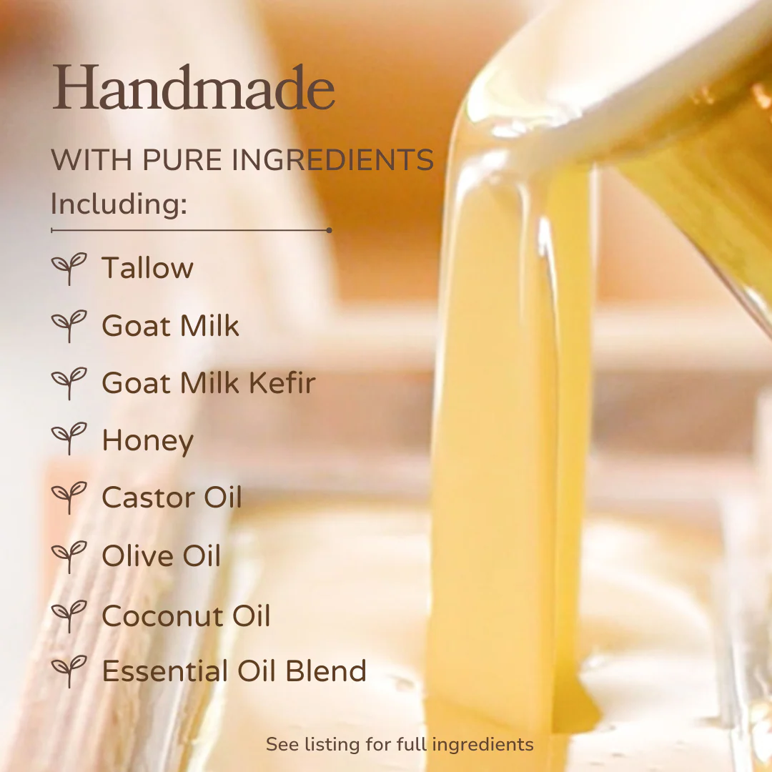 Sweet Almond + Honey Handmade Tallow and Goat Milk Soap Bar - Image 4